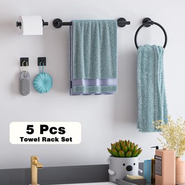 BlauCoastal Handtuchhalter 5-teilig Badezimmer-Handtuchhalter-Set, Küche,Badezimmer-Zubehör-Set, Schwarz