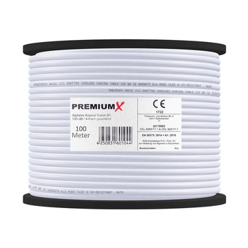 PremiumX 100m PROFI Koaxial Kabel 135dB 4-Fach REINES KUPFER Antennenkabel TV-Kabel