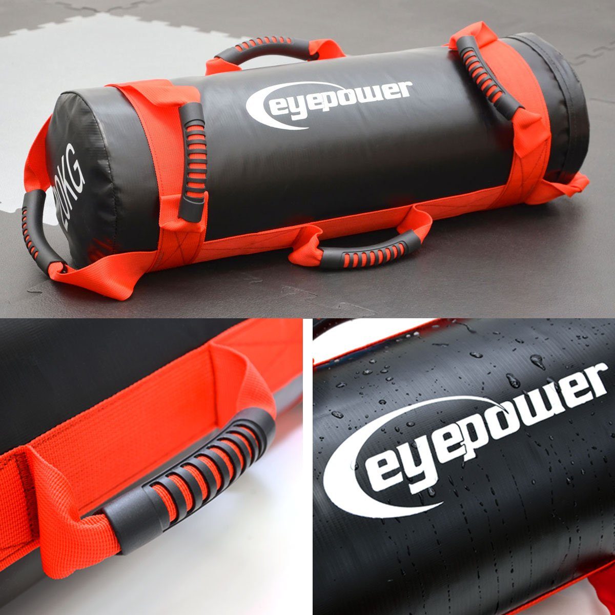Power Sandbag Kettlebell + 4 eyepower Bag Sandsack 20x60 20kg cm, 20x60cm Gewichte Gewichtssack