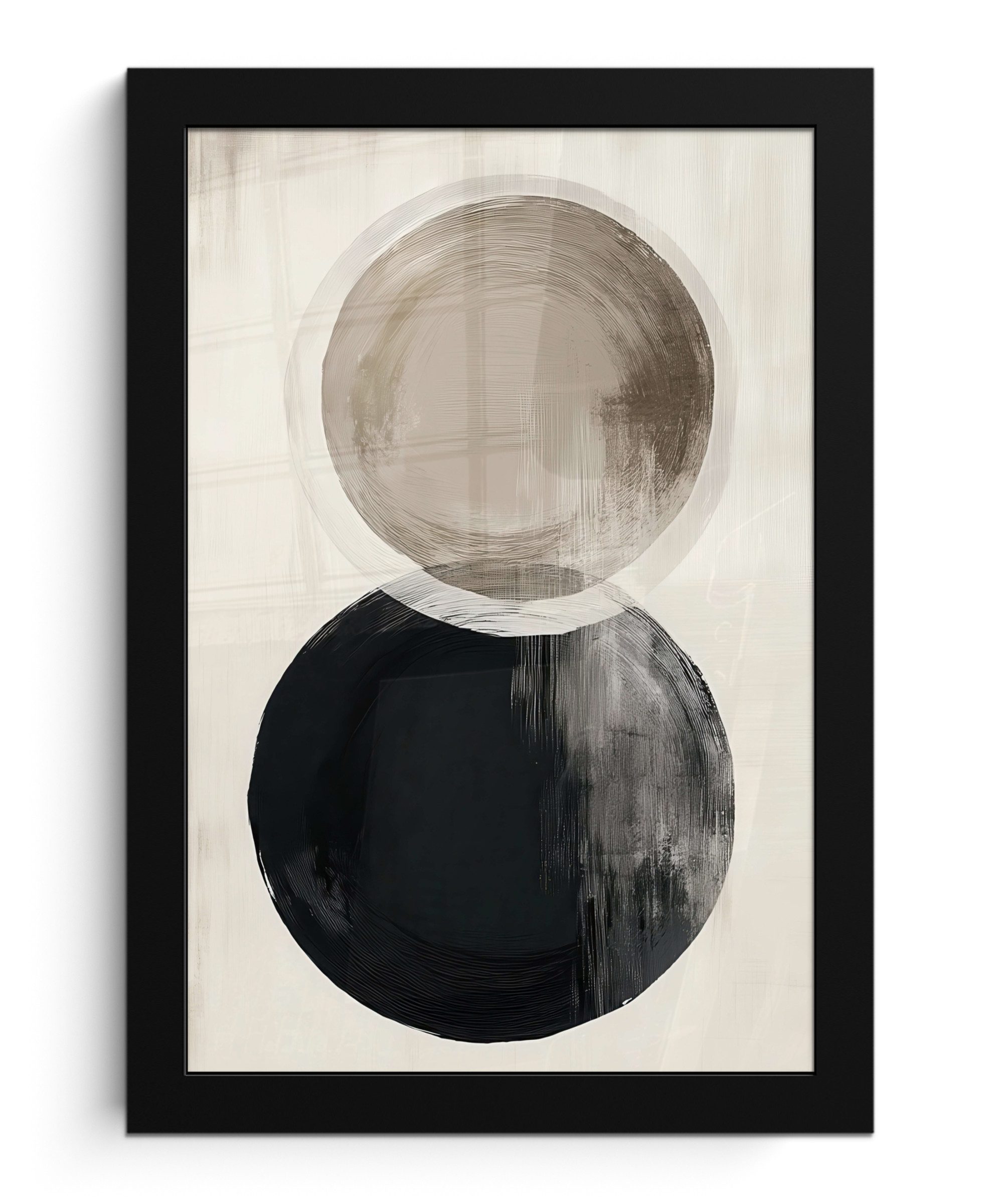 MuchoWow Poster Kreise - Form - Beige - Abstrakt, (1 St), Bilderrahmen, Zimmer Deko, Bild für Wohnzimmer, 20x30 cm
