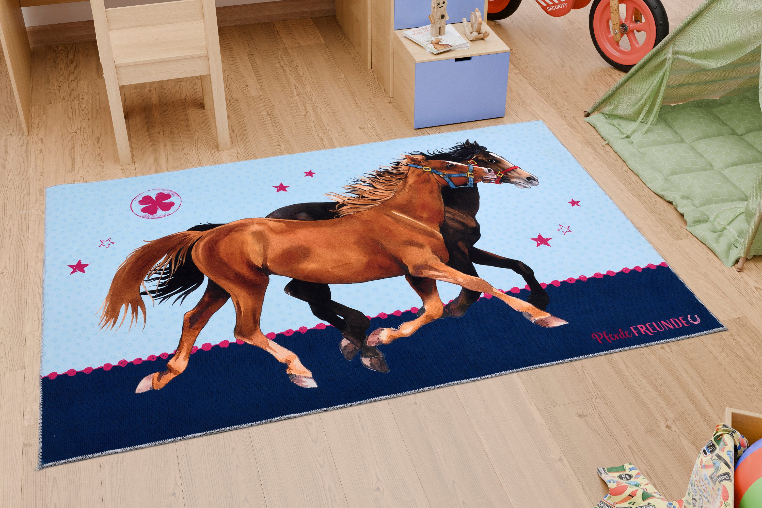Pferdefreunde Kinderteppich Pferdefreunde blau, rechteckig, Höhe: 6 mm
