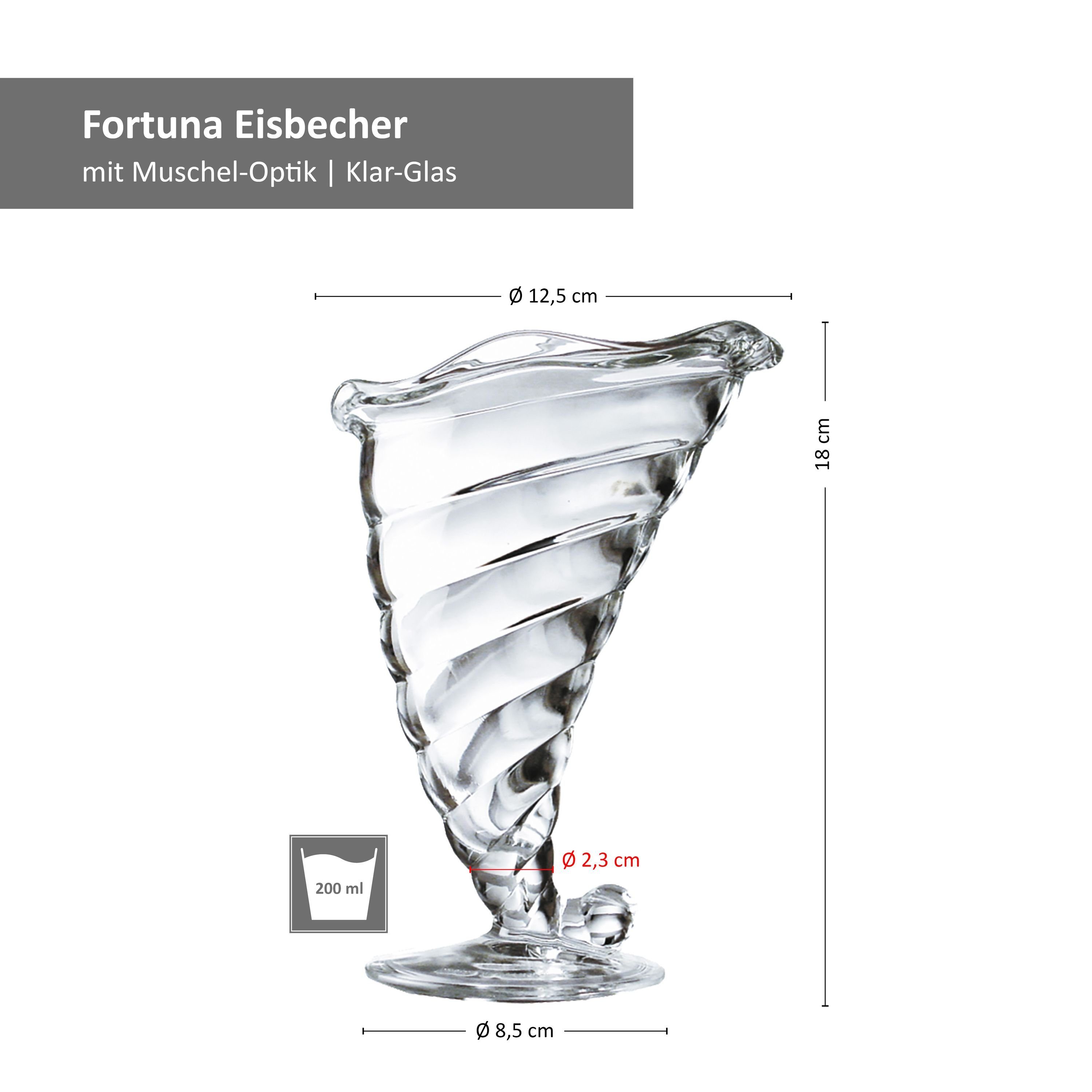 Bormioli Rocco Eisschale 6er Set Eis-/Dessertbecher Fortuna klar, Glas 32,0 cl H. 18,0 cm, Glas