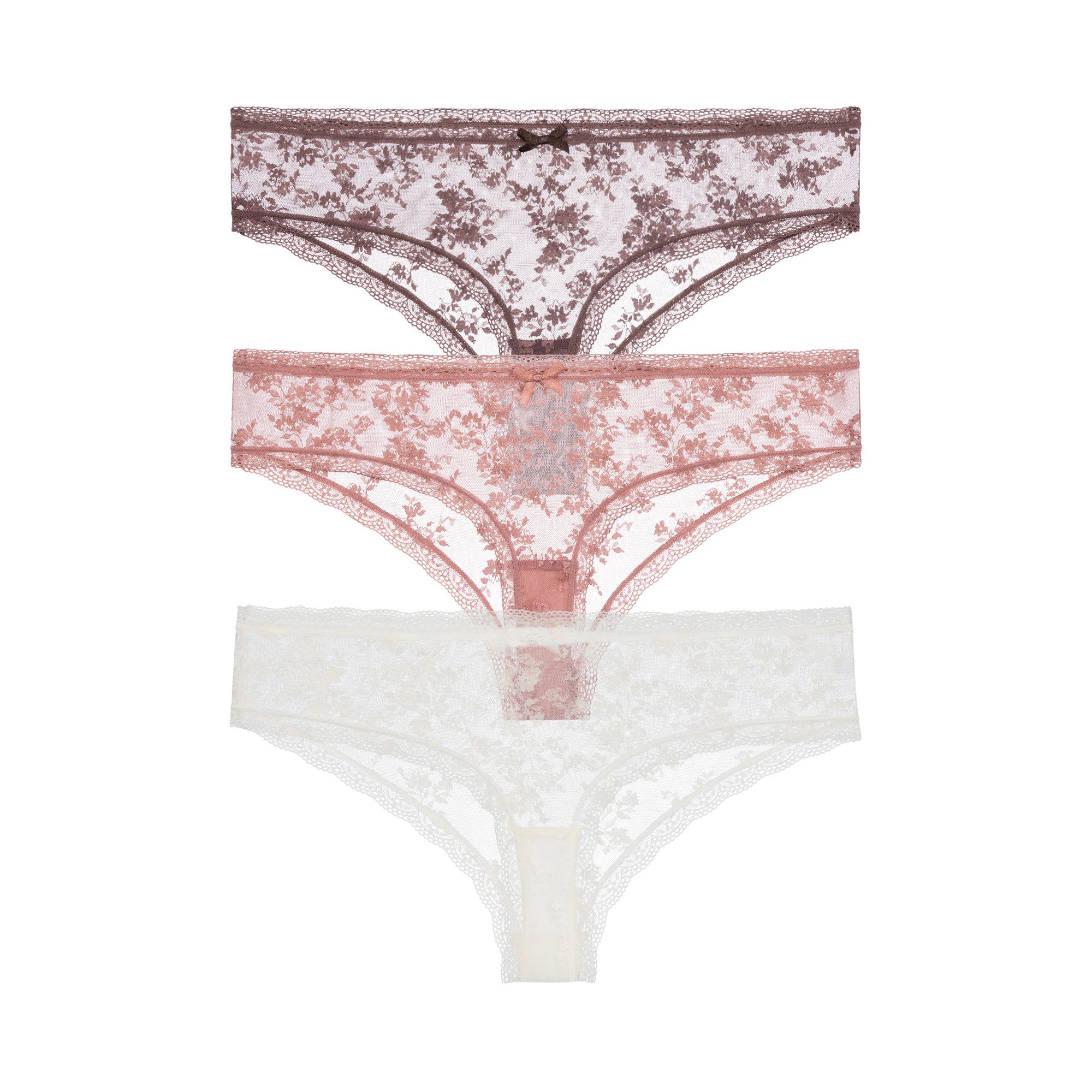 Dorina Brasilslip Lana Essential Lace (3er Pack) mit Spitze, leicht transparent, bequem, weich