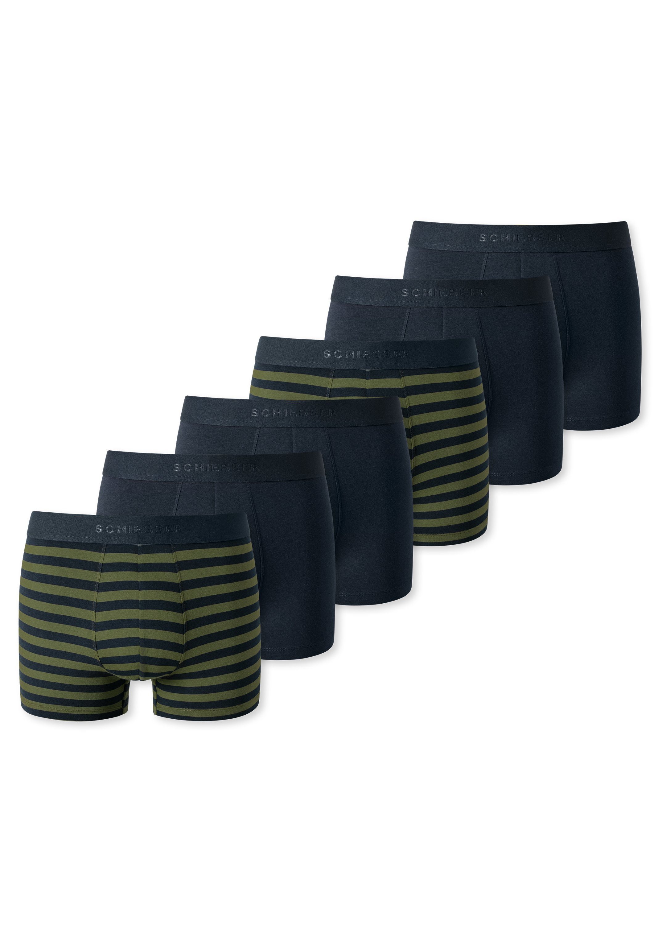 Schiesser Retro Boxer 6er Pack 95/5 Organic Cotton (Spar-Set, 6-St) Retro Short / Pant - Baumwolle - Ohne Eingriff - Angenehm auf der Haut Grün / Blau - 909 (HW23)