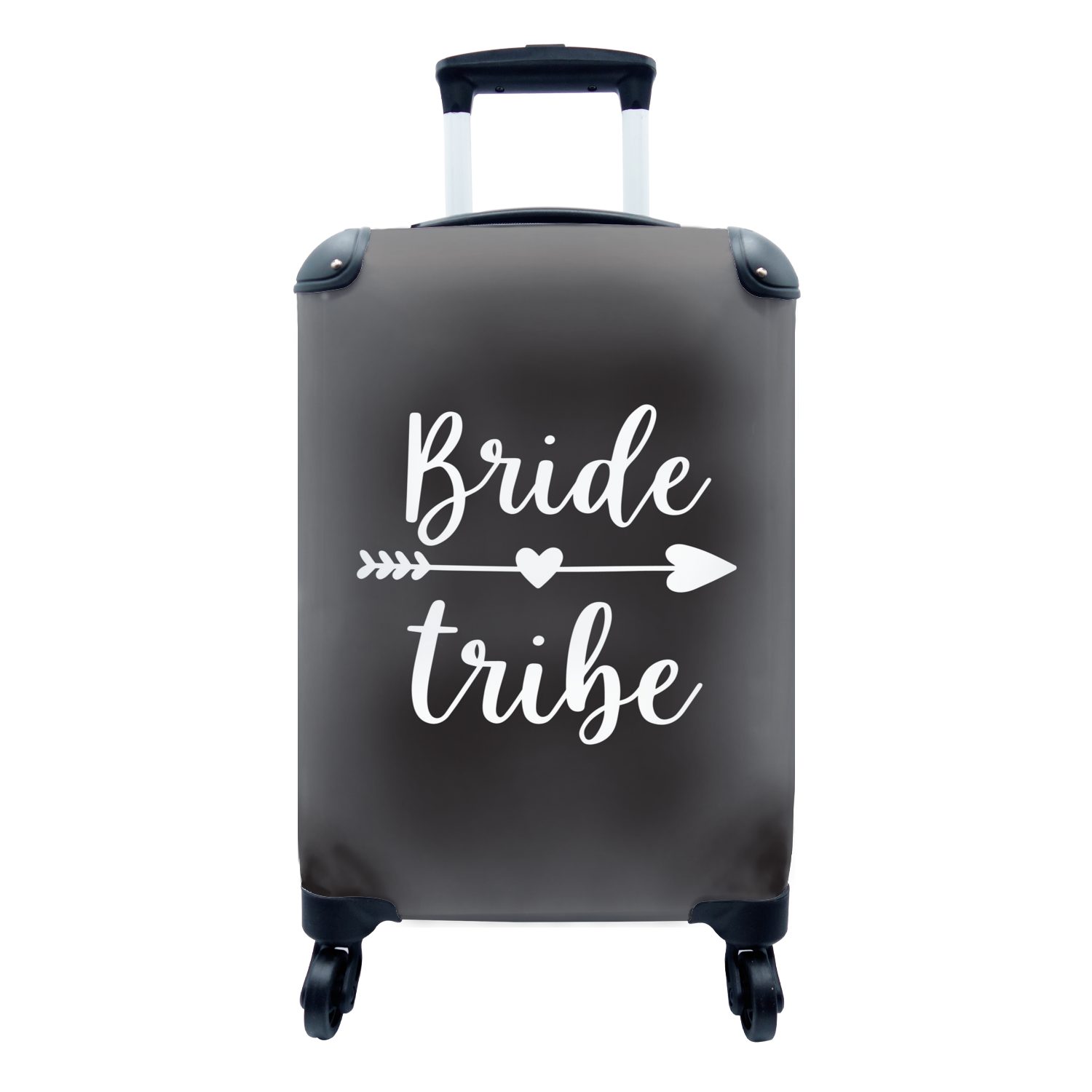 MuchoWow mit Reisetasche auf den 4 Handgepäckkoffer Herz für Pfeil "Tribe" Worten "Bride" ein durch schwarzem, und Rollen, mit Reisekoffer Trolley, Handgepäck Ferien, rollen,