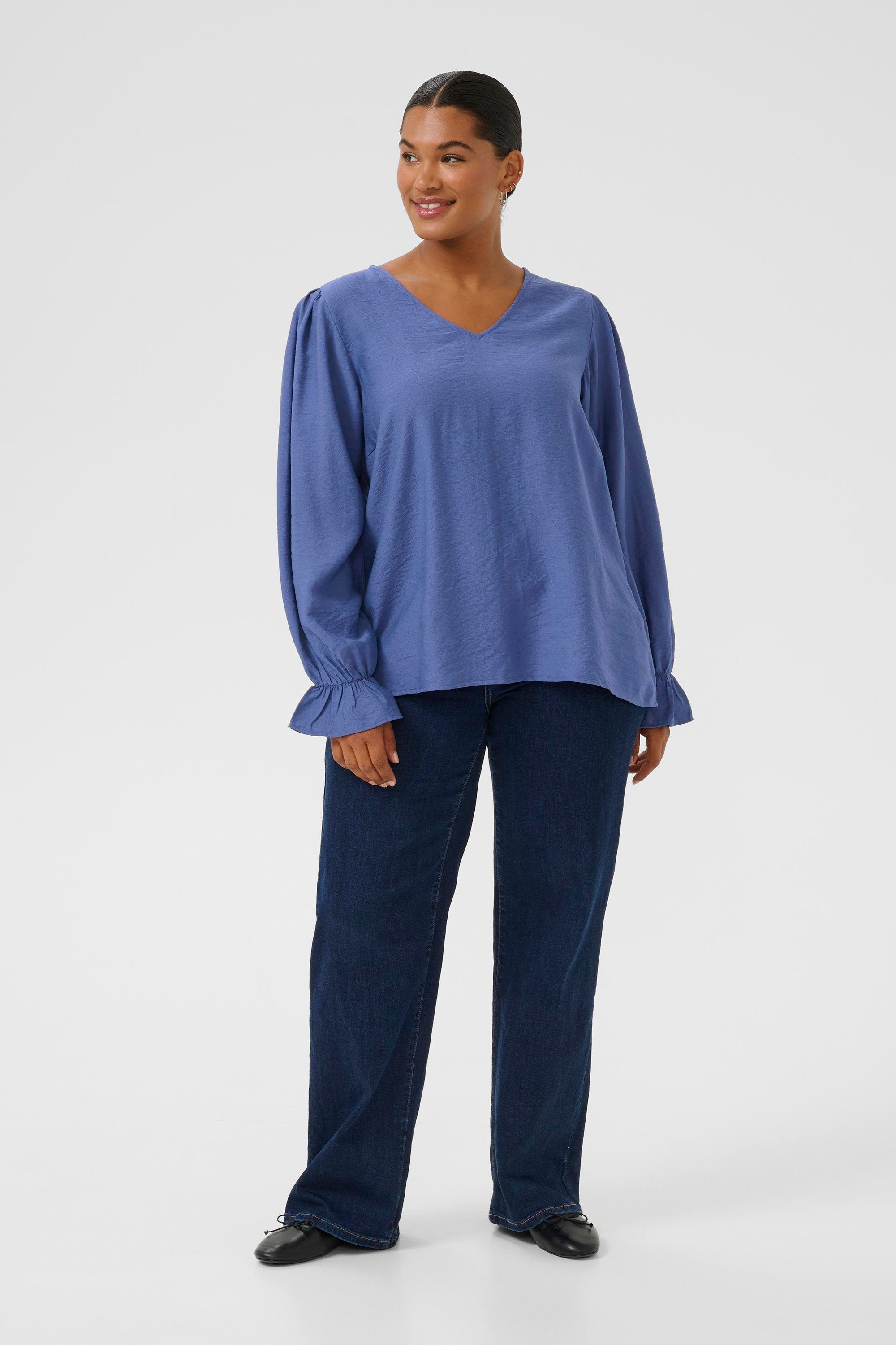 KAFFE Curve Langarmbluse Langarm-Bluse KCrya Große Größen günstig online kaufen