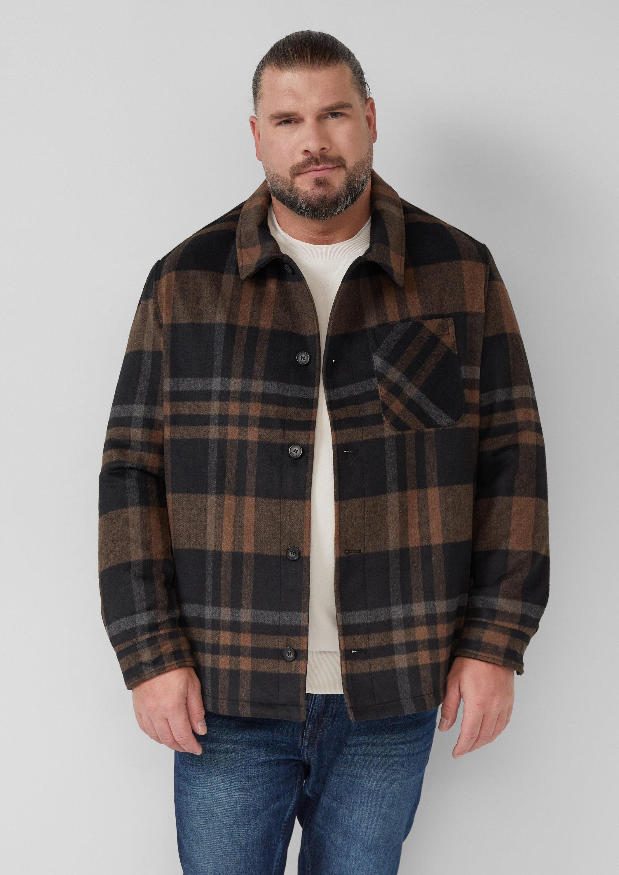 s.Oliver Hemdjacke Outdoor-Jacke Kariertes Overshirt mit Eingrifftaschen