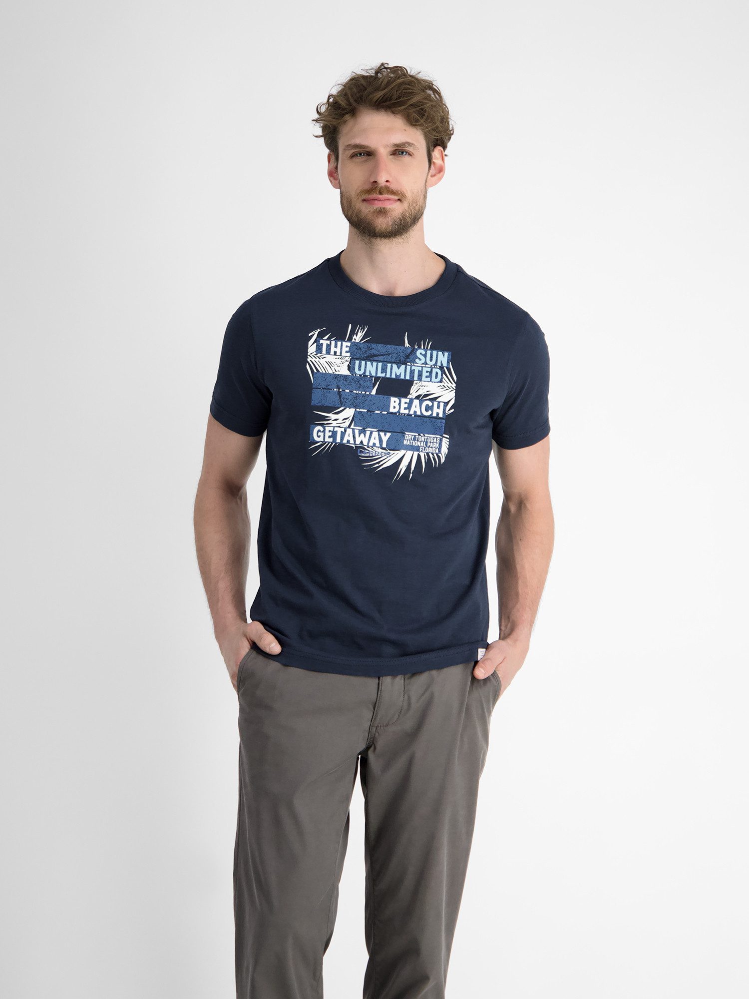 LERROS T-Shirt Herren T-Shirt mit sommerlichem Brustprint