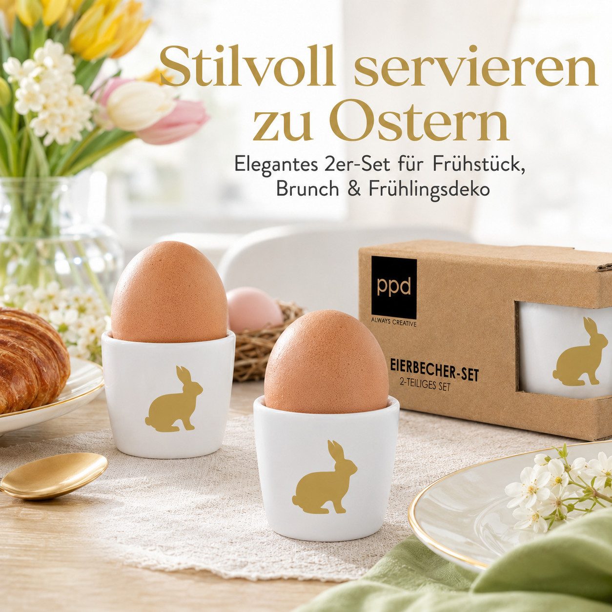 PPD Eierbecher Breakfast Club Egg Cup Set 2-tlg., Geschenkbox aus Karton