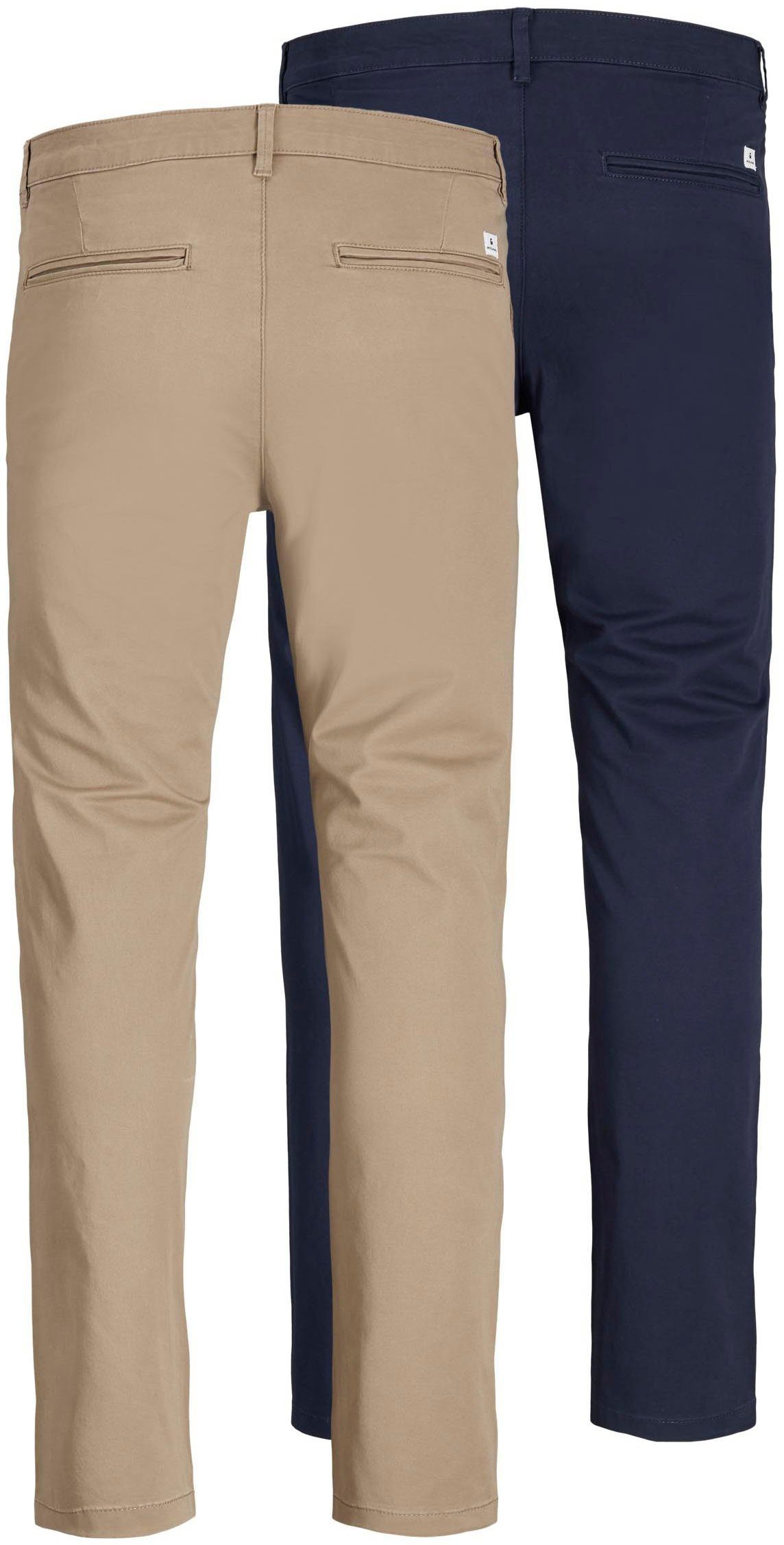 2er-Pack) beige Jack & Chinohose 2-tlg., navy, Jones SLIM FIT MARCO 2PCS (Packung,