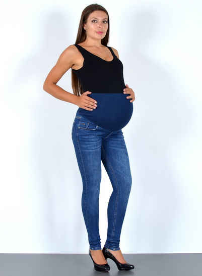 ESRA Umstandsjeans J532 Skinny Schwangerschaftshose mit elastischem Bund, Schwangerschaftsjeans mit hoher Leibhöhe und Stretch, bis Übergröße / Plussize Große Größe, Umstandshose für Schwangerschaft, Maternity Jeans Hose Umstandsjeans Skinny High Waist