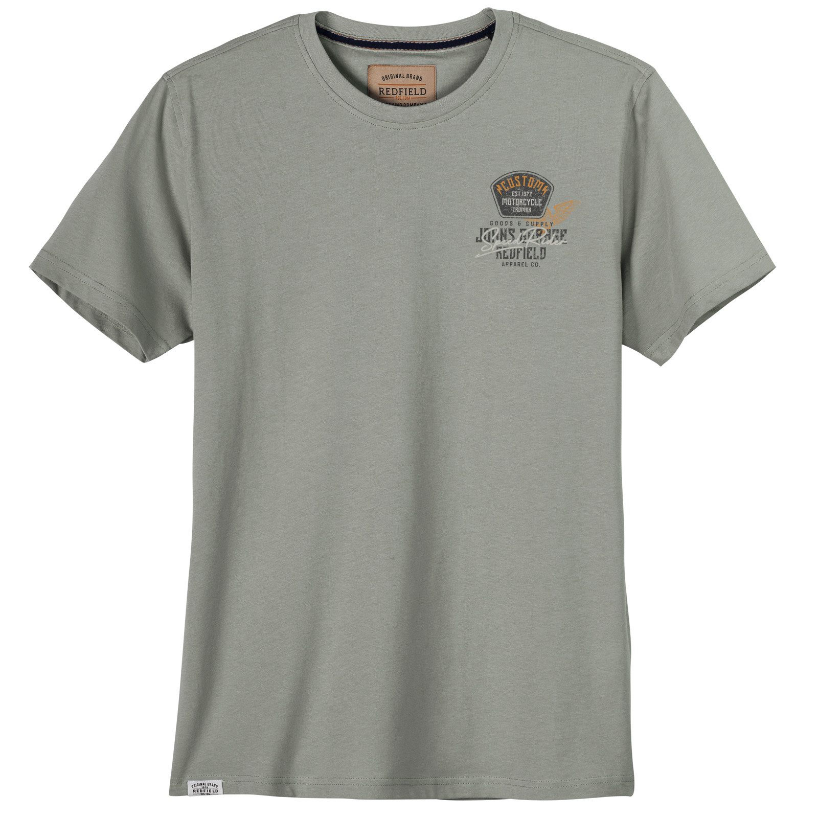 redfield Print-Shirt Redfield XXL T-Shirt Rückenprint steingrau Garage