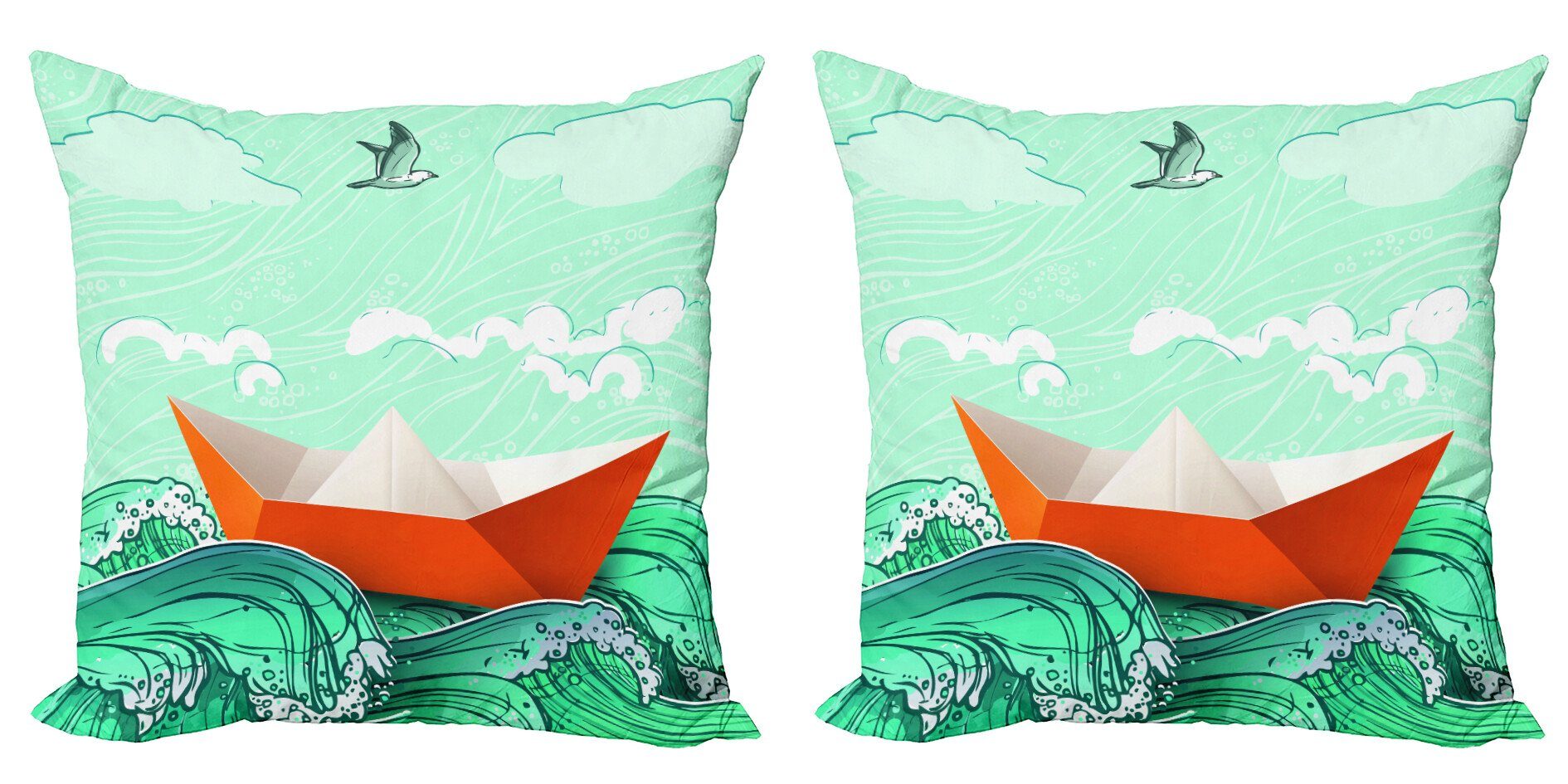 mit Wellen Sealife Ozean Abakuhaus (2 Digitaldruck, Accent Navy Modern Stück), Doppelseitiger Kissenbezüge