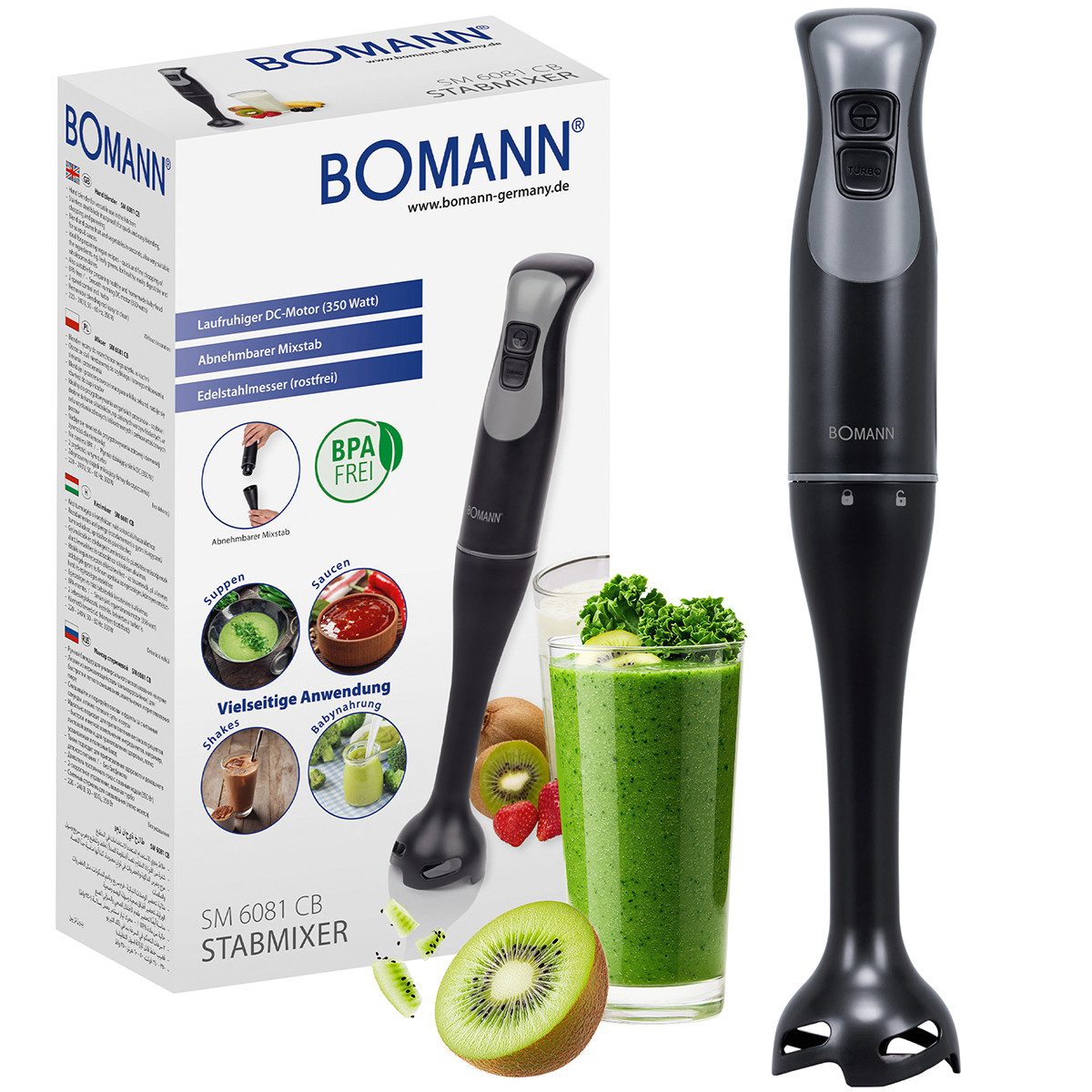 BOMANN Блендеры SM 6081 CB, Блендеры für Smoothies und Shakes, Turbo-Mode