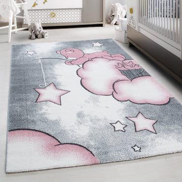Teppich Bär Design, Teppium, Rechteckig, Höhe: 11 mm, Kinderteppich Bär-Design Rosa Baby Teppich Kinderzimmer Pflegeleicht