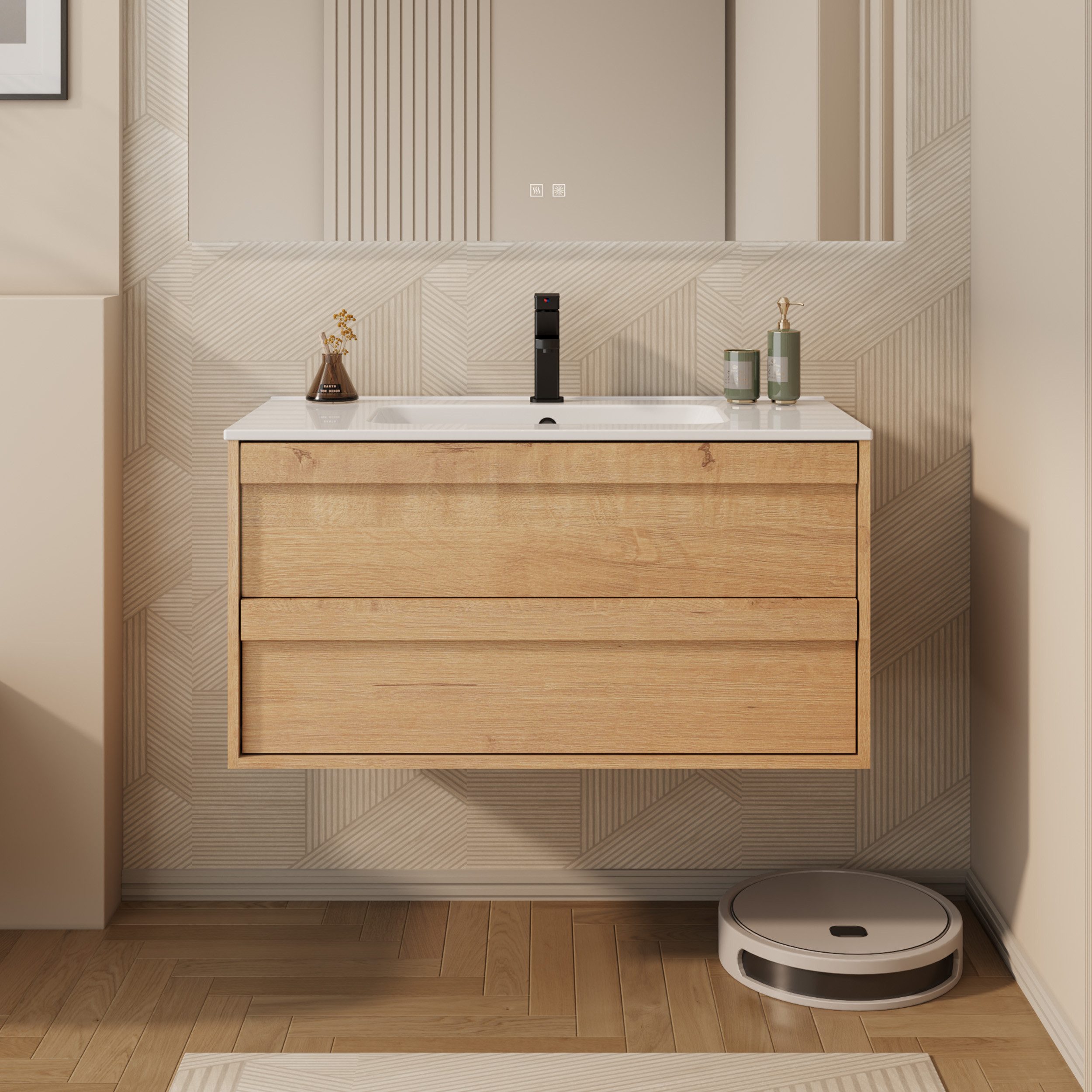 UEV Waschtisch mit Unterschrank, Waschbeckenunterschrank 90cm hängend (mit günstig online kaufen