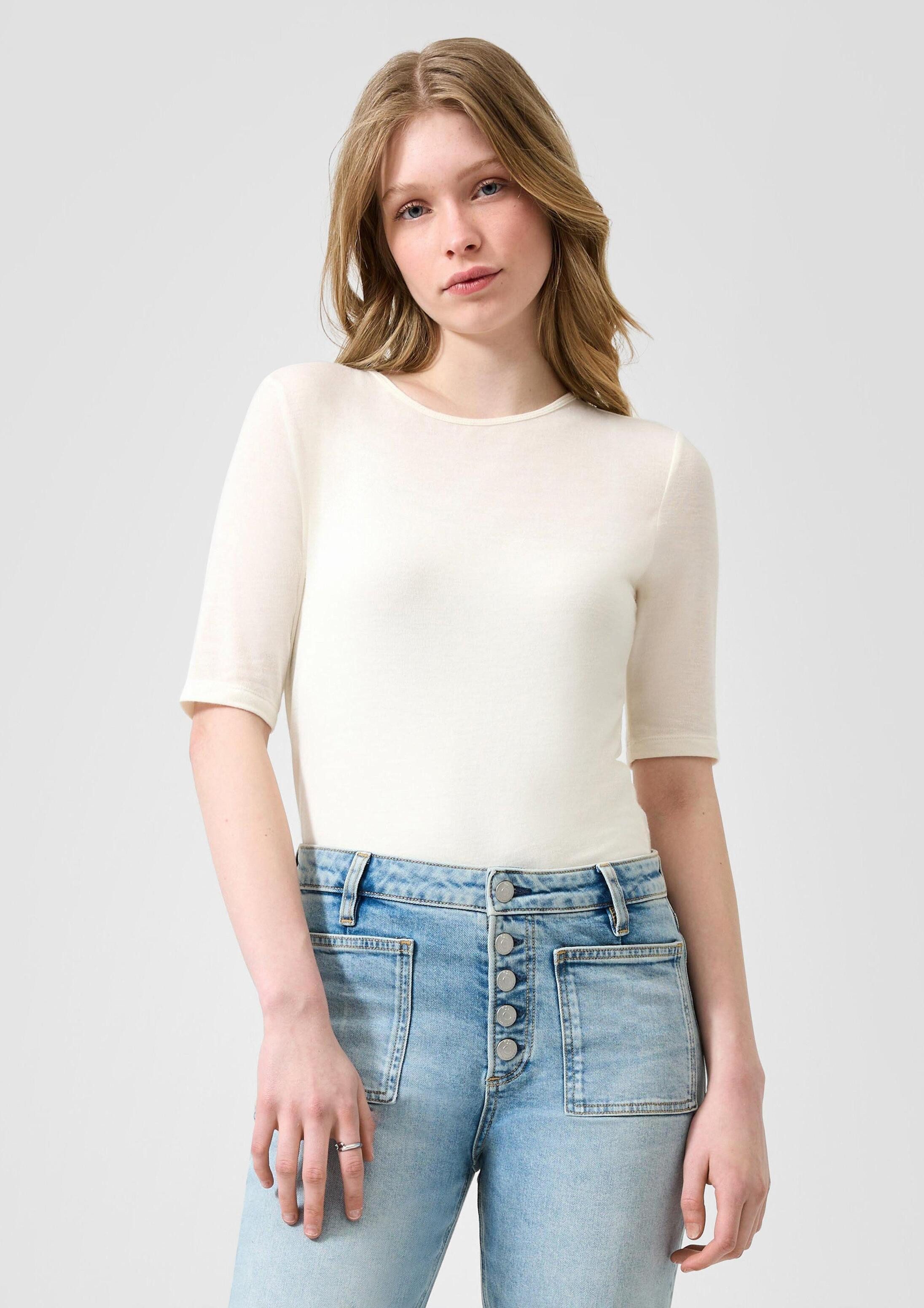 QS Kurzarmshirt T-Shirt Weiches Basic-Shirt aus Viskosemix
