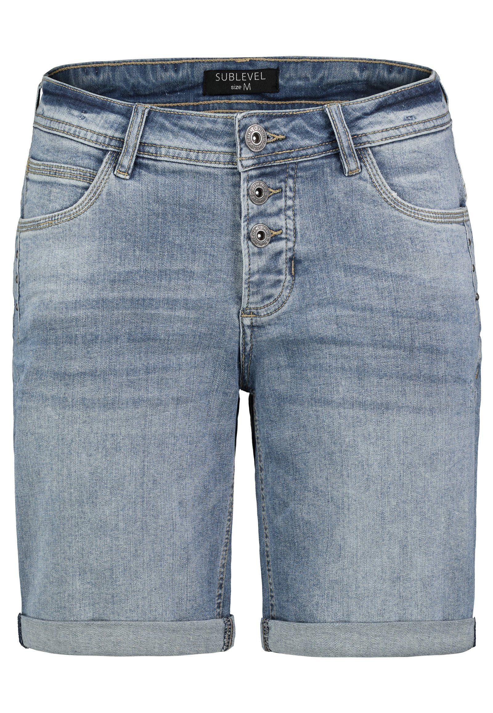 SUBLEVEL Bermudas Damen Jeans Shorts Bermuda Kurze Hose Shorts Short Denim Stretch Denim