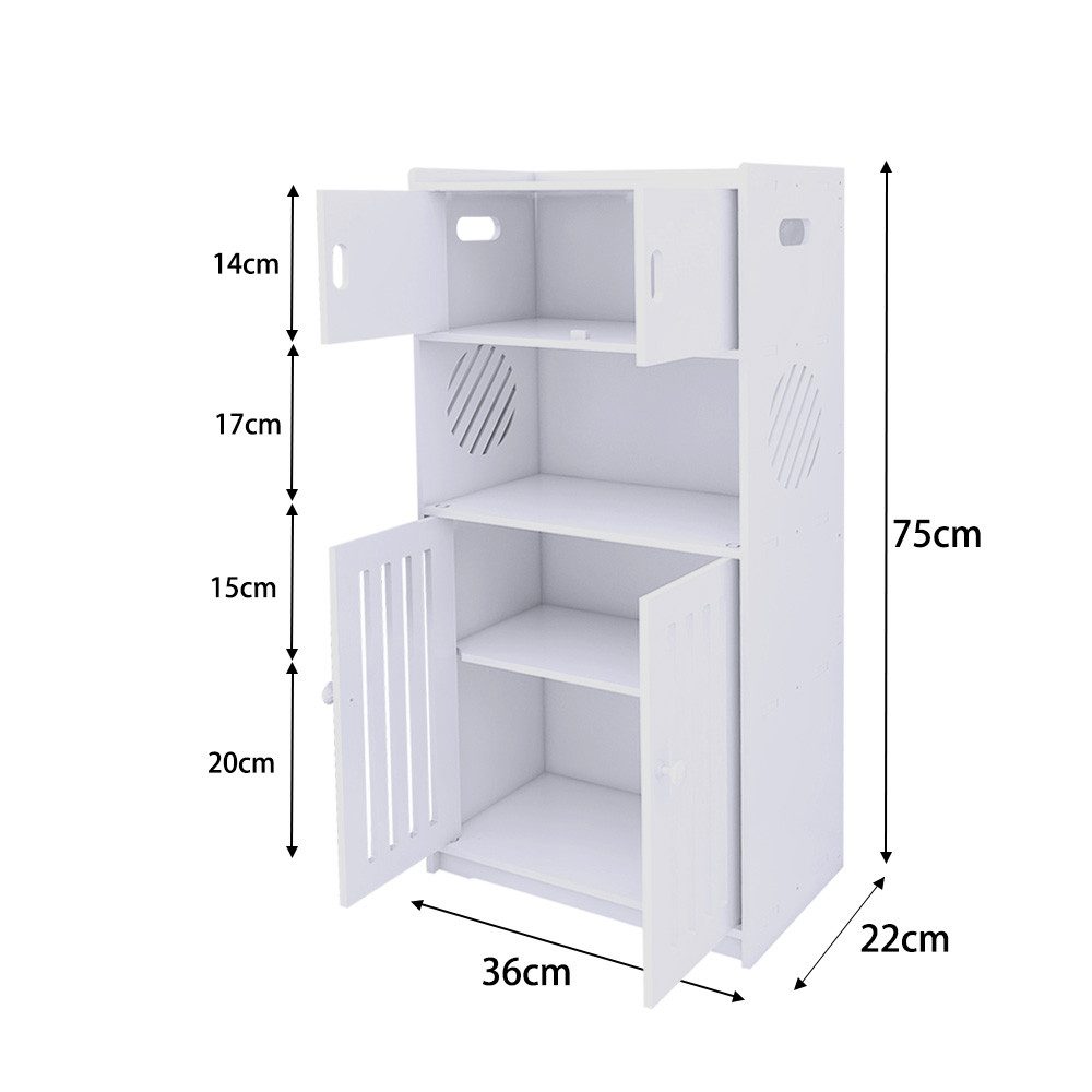 JEOBEST Badkommode Freistehende Bodenschränke, Beistellschrank, Aufbewahrungsschrank, Platzsparendes Badmöbel, Weiß 75x22x36cm – Bild 4 von 5