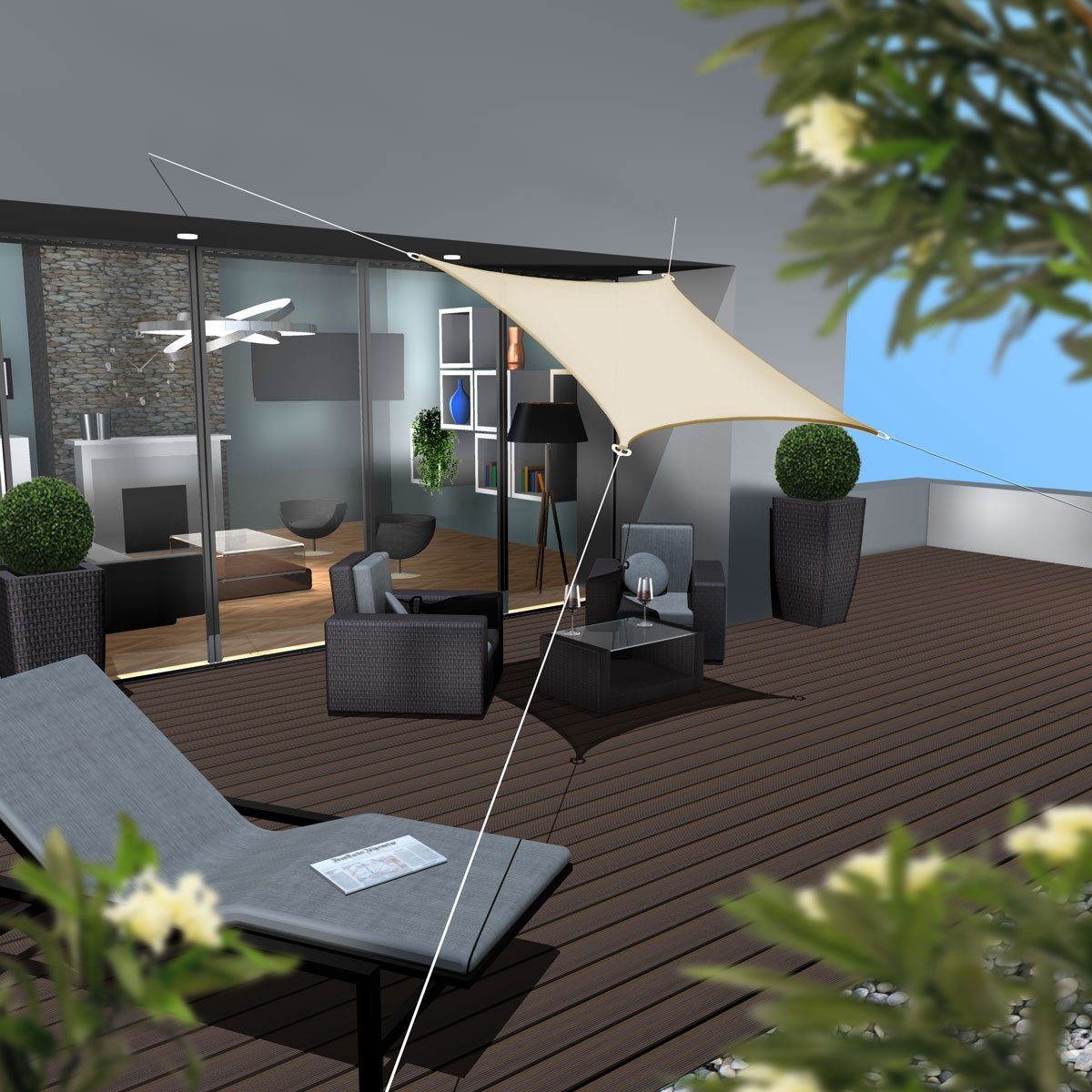 AMANKA Sonnensegel mit UV Schutz - 2 x 2 m Winddurchlässig für Garten, Terrasse & Balkon, Wasserdurchlässiges HDPE Sonnenschutzsegel - Überdachung Quadratisch