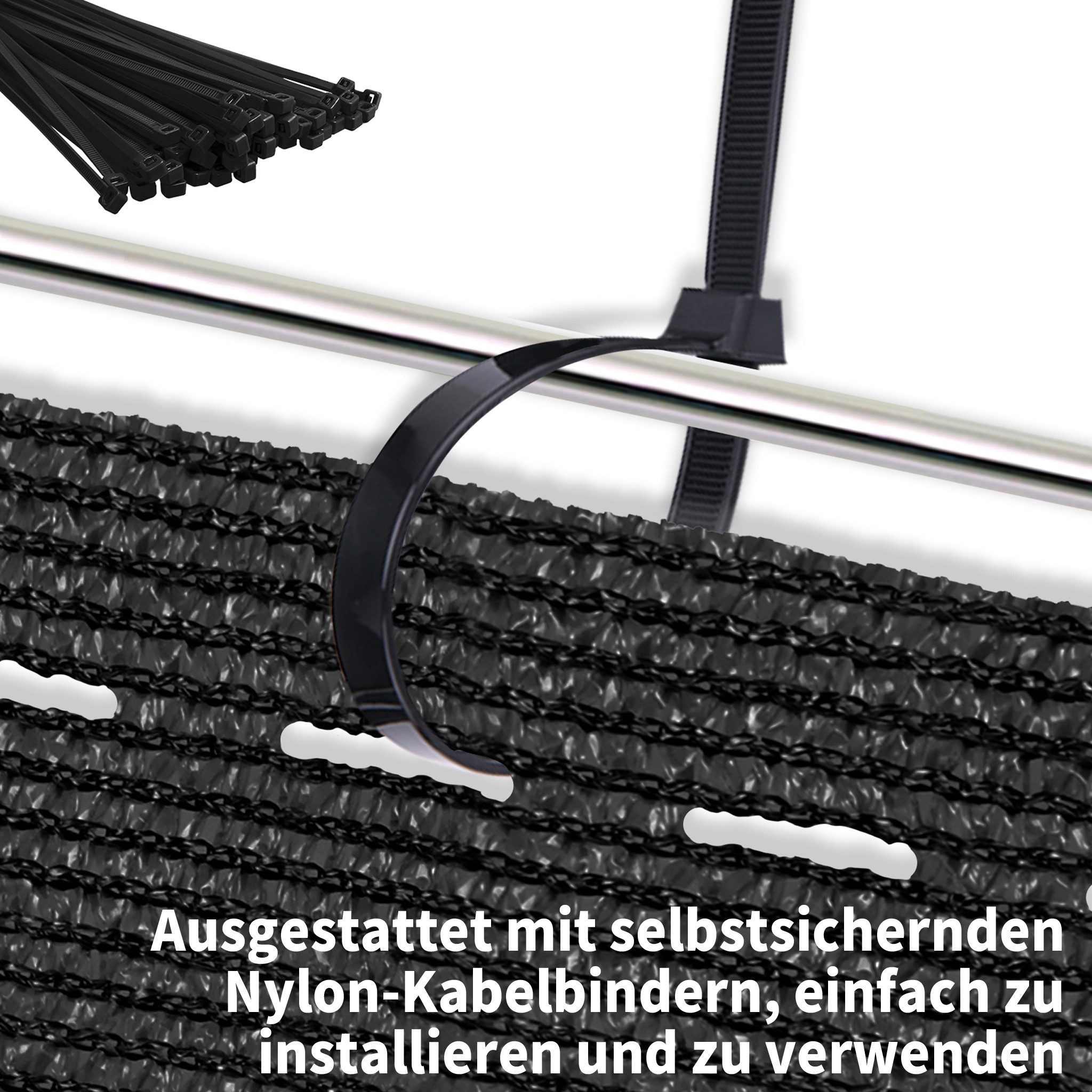 FIVMEN Balkonsichtschutz Zaunblende Sichtschutz Schattiernetz Sonnen-Windschutz mit Kabelbinder (Länge: 10 Meter, Höhe optional) für Zaun Balkon Sportplatz, Gar – Bild 4 von 5