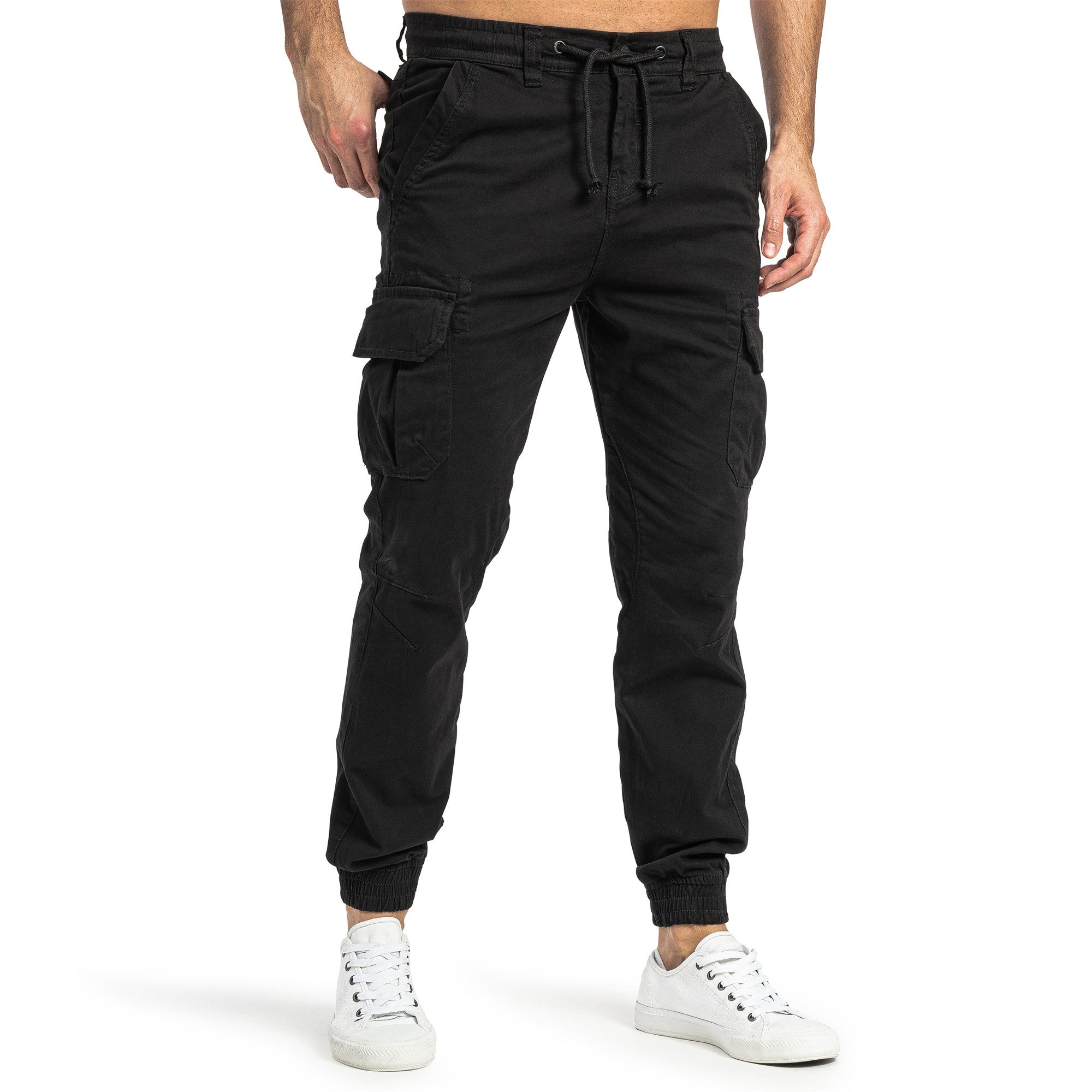 SUBLEVEL Cargohose Herren Cargo Hose Jeans Sweatpant Chino Jogginghose Tunnelzug, elastische Bündchen