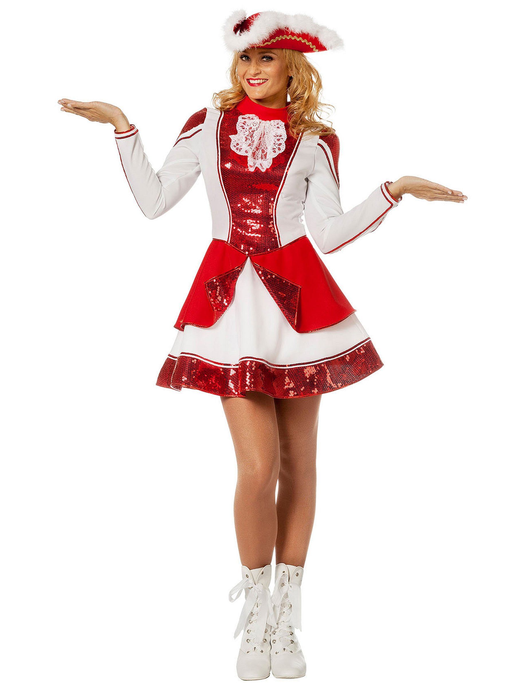 Wilbers Kostüm Majoretten Kostüm Damen Rot Weiß Elegantes Karnevalkostüm
