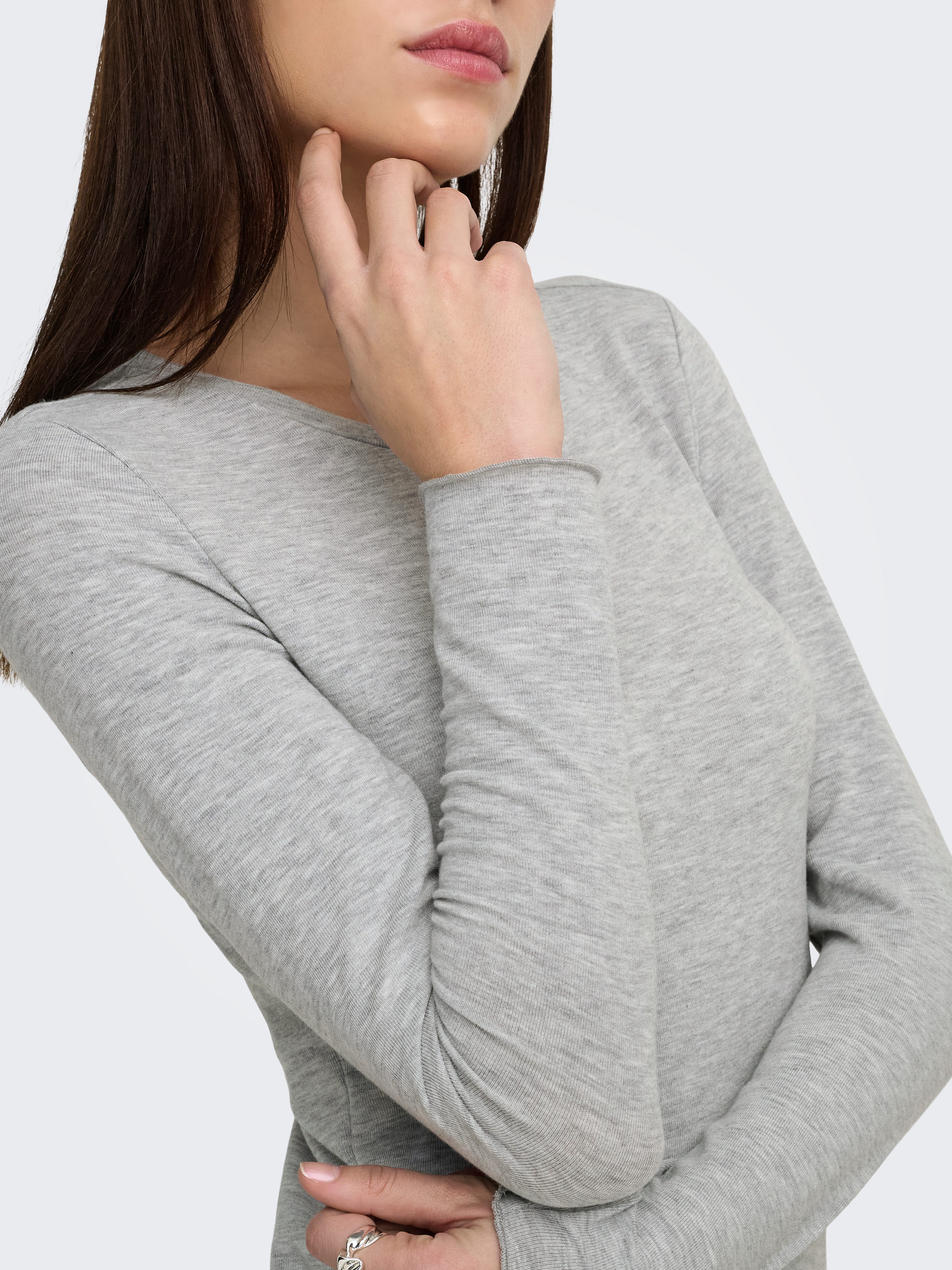 ONLY Langarmshirt ONLVIRRO O NECK L/S TOP BOX JRS Materialmix, regular fit