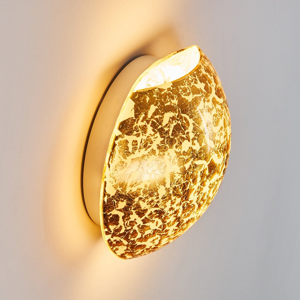 hofstein Metall/Glas Wandlampe »Sorano« mit aus Blattgold-Optik Lichteffekt Leuchtmittel, ohne Up E27, Down-Effekt, Wandleuchte Gold, mit in &