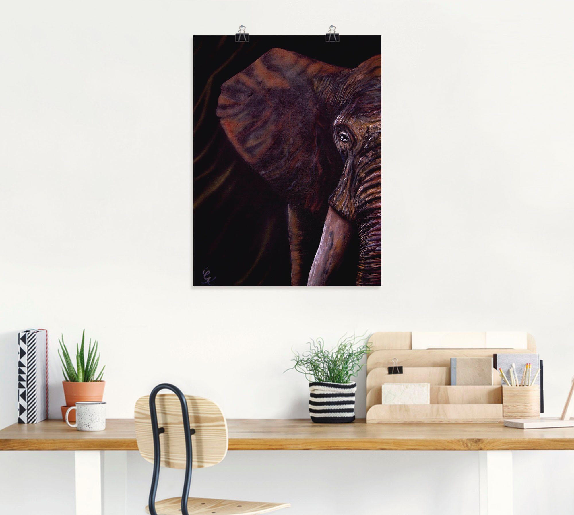 oder St), Wildtiere (1 Poster versch. als Alubild, Elefant, Größen Leinwandbild, Wandaufkleber in Wandbild Artland