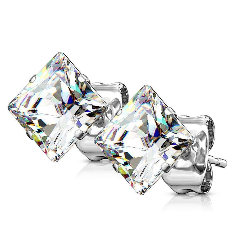 BUNGSA Ohrring-Set CC-Kristallklar - Ohrstecker Zirkonia Silber aus Edelstahl Damen (1 Paar (2 Stück), 2-tlg), Ohrschmuck Ohrringe