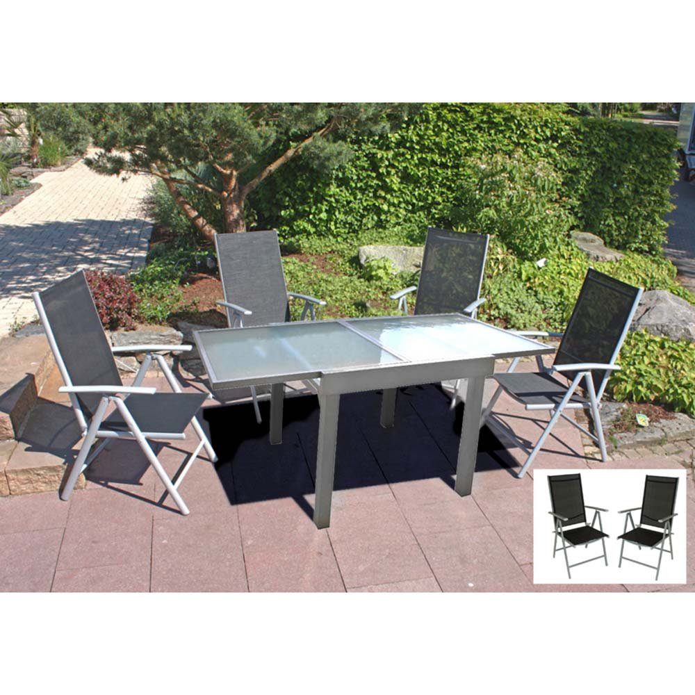 Harms Import Stuhl, Garten Sitz Tisch Gruppe Veranda Balkon Lola ALU Glas 6-Sitzer