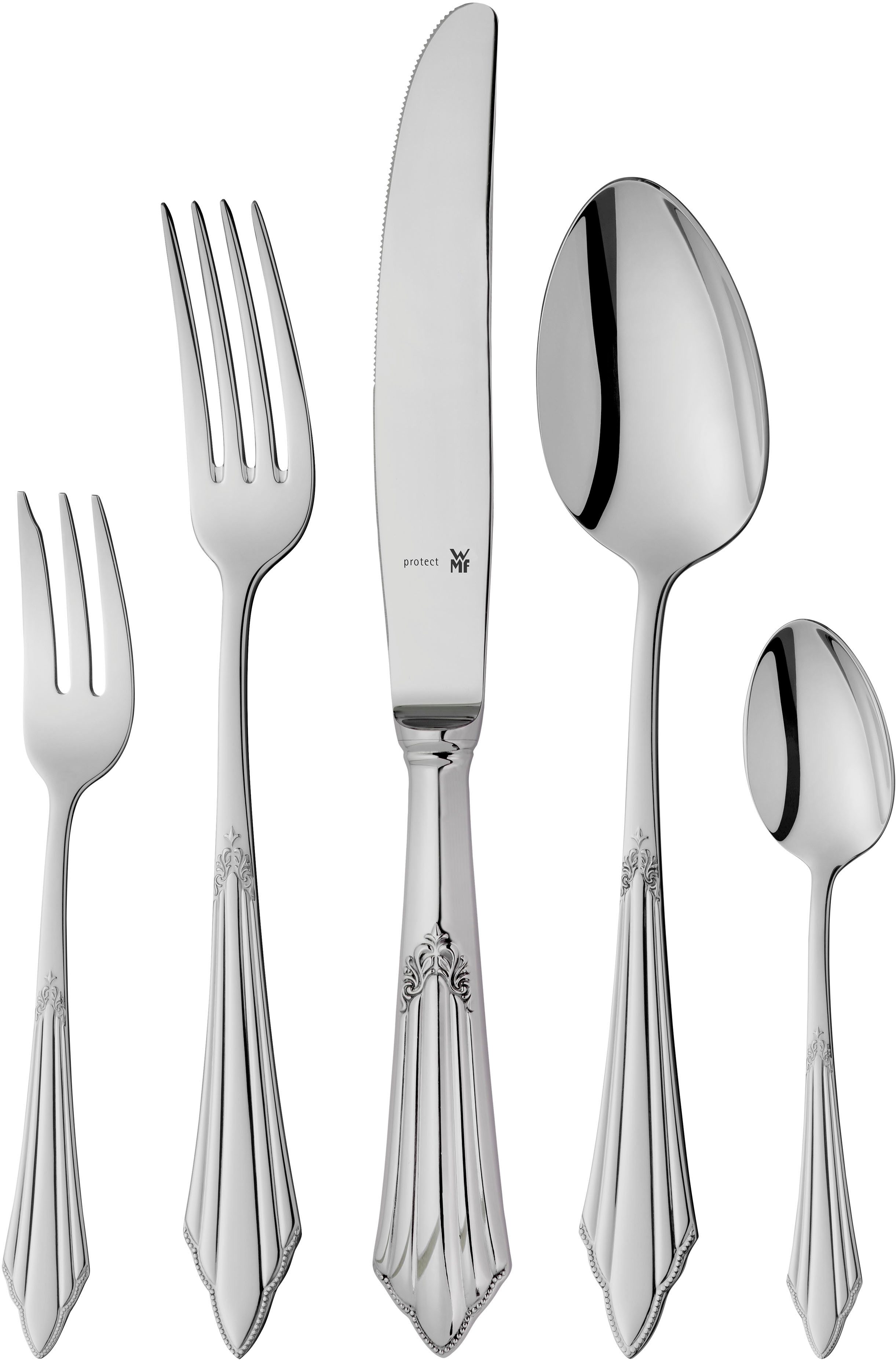 WMF Besteck-Set Fächer (66-tlg), 12 Personen, Cromargan® Edelstahl Rostfrei, ergonomisch, Cromargan protect
