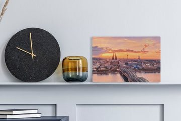 OneMillionCanvasses® Leinwandbild Köln - Deutschland - Sonnenuntergang, (1 St), Wandbild Leinwandbilder, Aufhängefertig, Wanddeko, 30x20 cm
