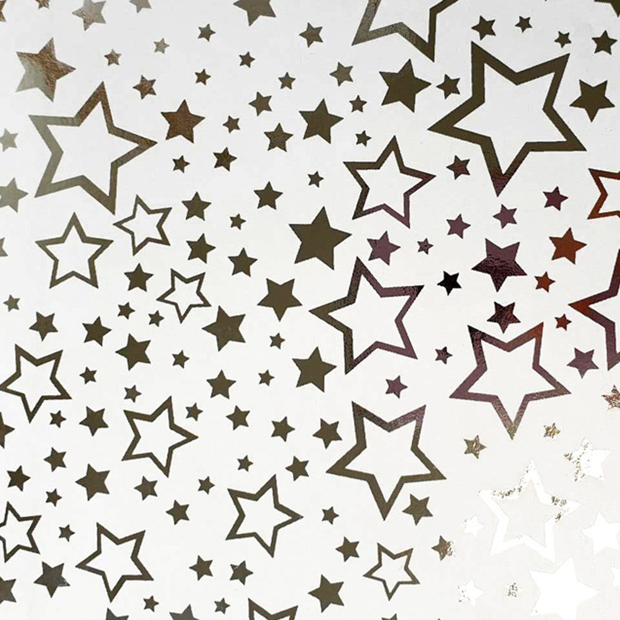Star Geschenkpapier, Geschenkpapier Sterne Muster 70cm x 2m Rolle weiß / silber