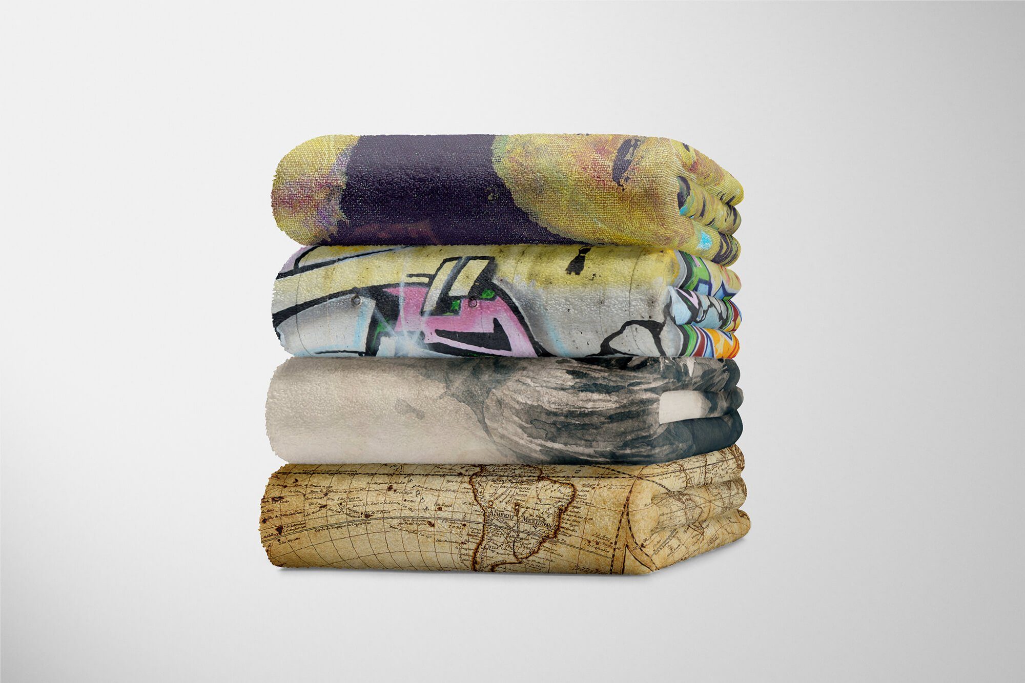 (1-St), Strandhandtuch Frauen Kuscheldecke mit Baumwolle-Polyester-Mix Handtücher Handtuch Saunatuch Fotomotiv Art Por, Sinus Handtuch schönes