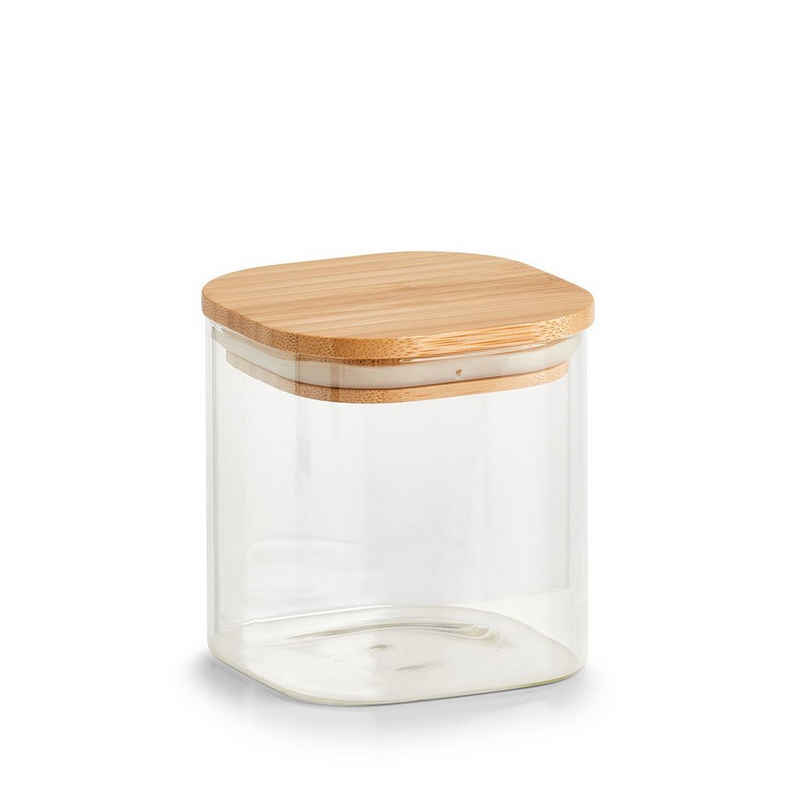 Zeller Present Vorratsglas »Vorratsglas m. Bambusdeckel«, Borosilikat Glas / Silikon / Bambus, eckig, 640 ml, Borosilikat Glas / Silikon / Bambus, transparent, 10 x 10 x 11 cm