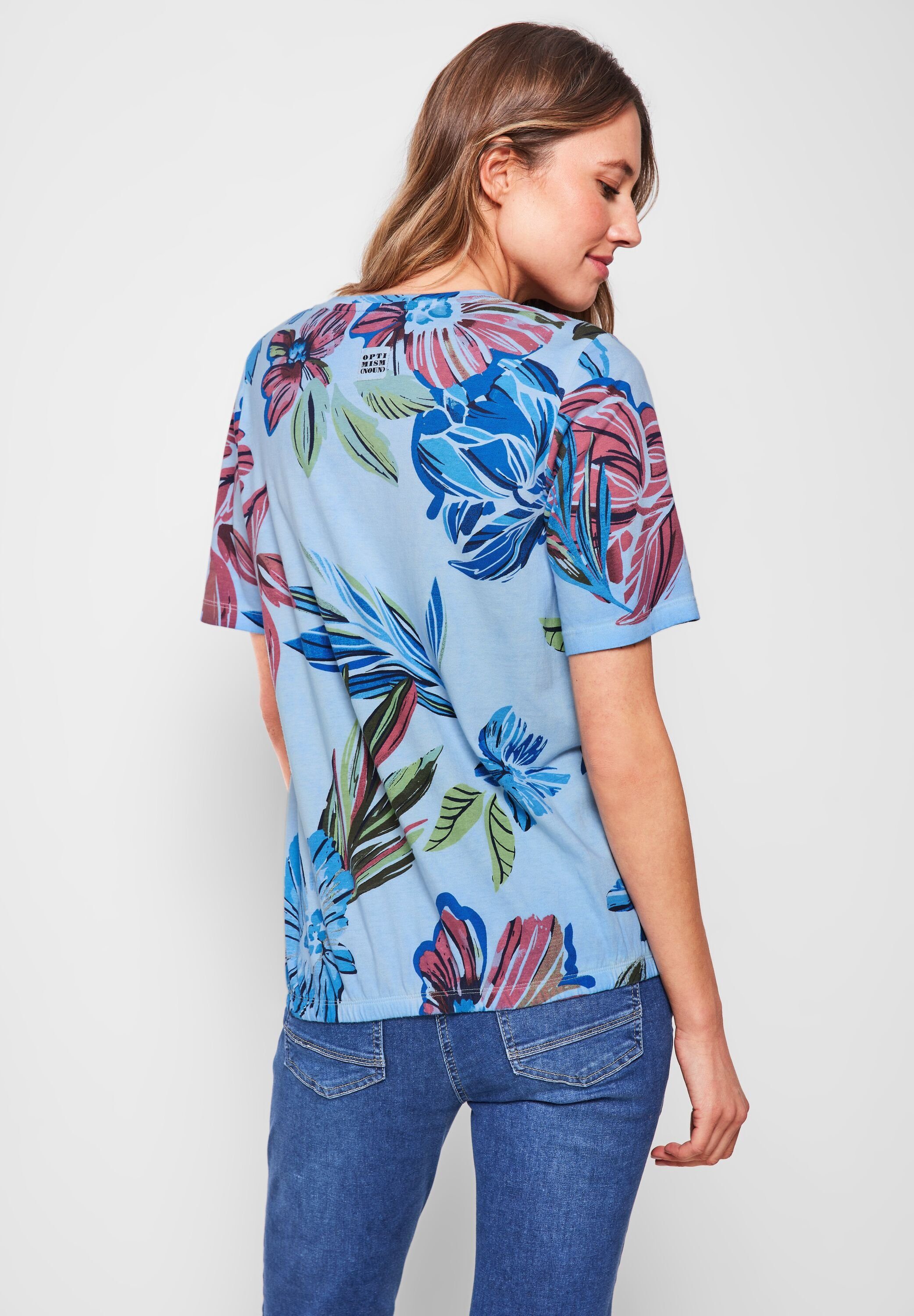 Cecil T-Shirt mit Tunnelzug am Saum blue bell