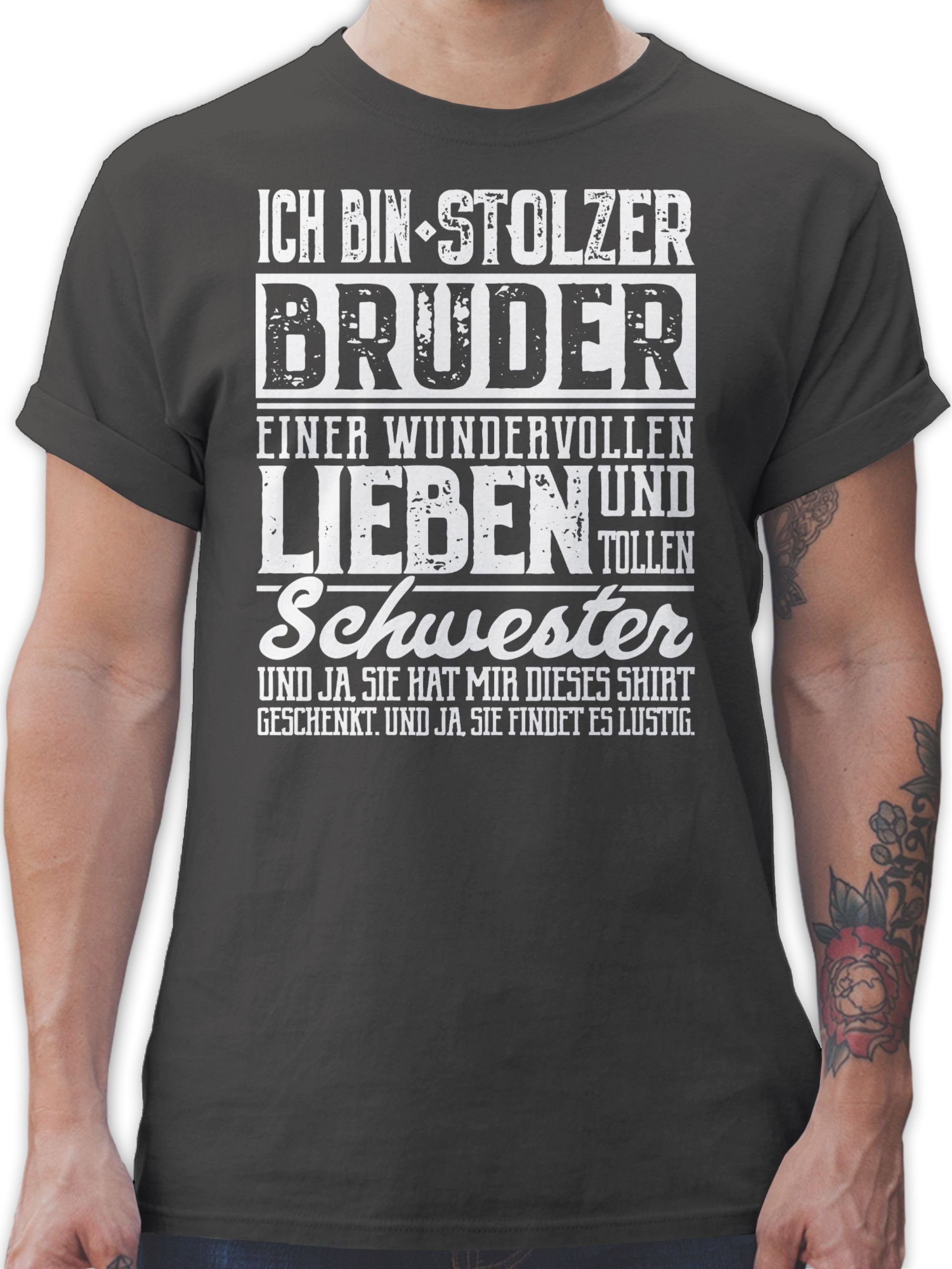 Shirtracer T-Shirt Ich und Dunkelgrau Schwester wundervollen Bruder stolzer bin 03 einer Bruder tollen