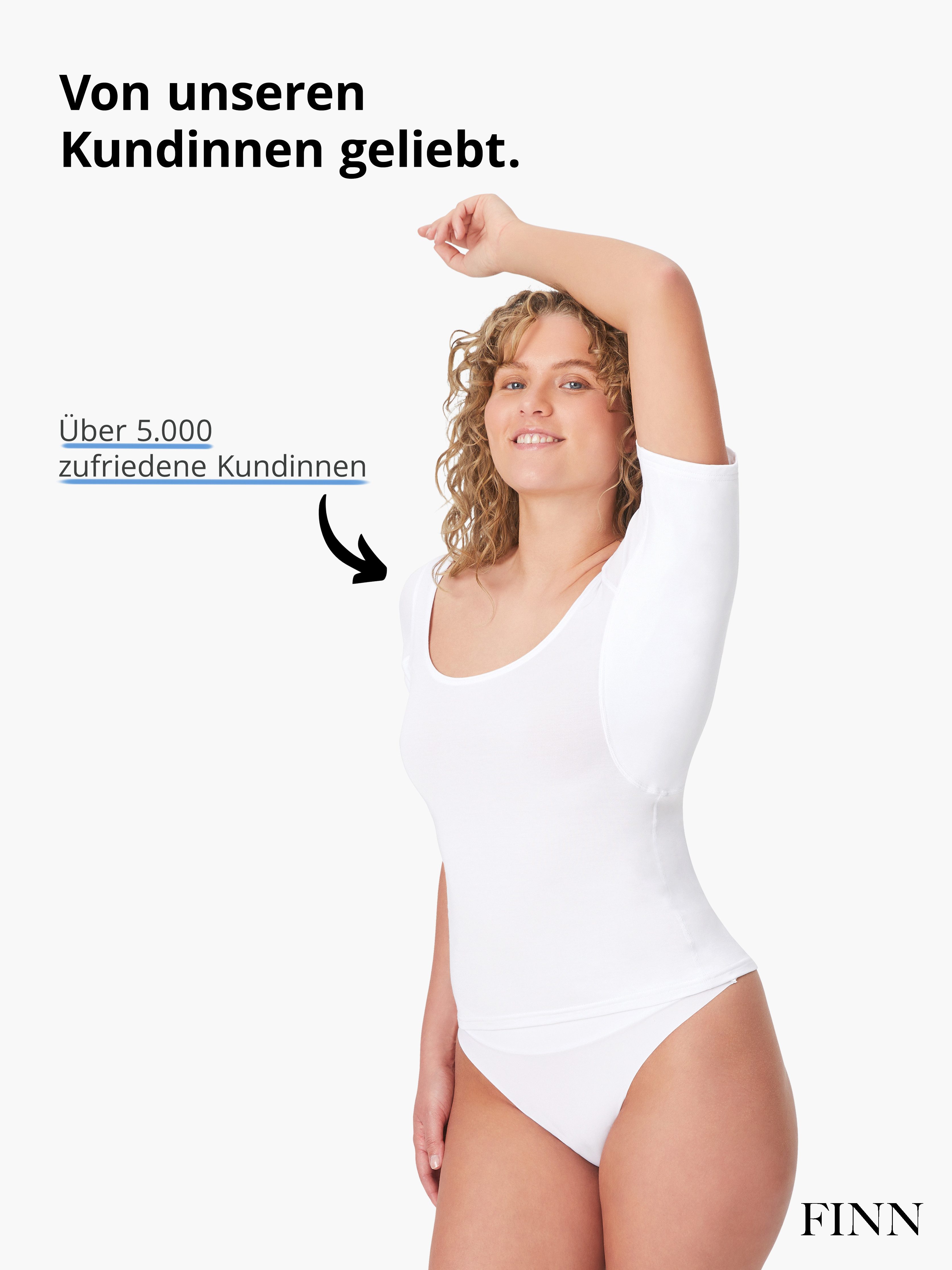 FINN Design Unterhemd Anti-Schweiß Shirt Damen mit integrierten Achselpads Schutz vor Schweißflecken und Schweißgeruch – Bild 4 von 5