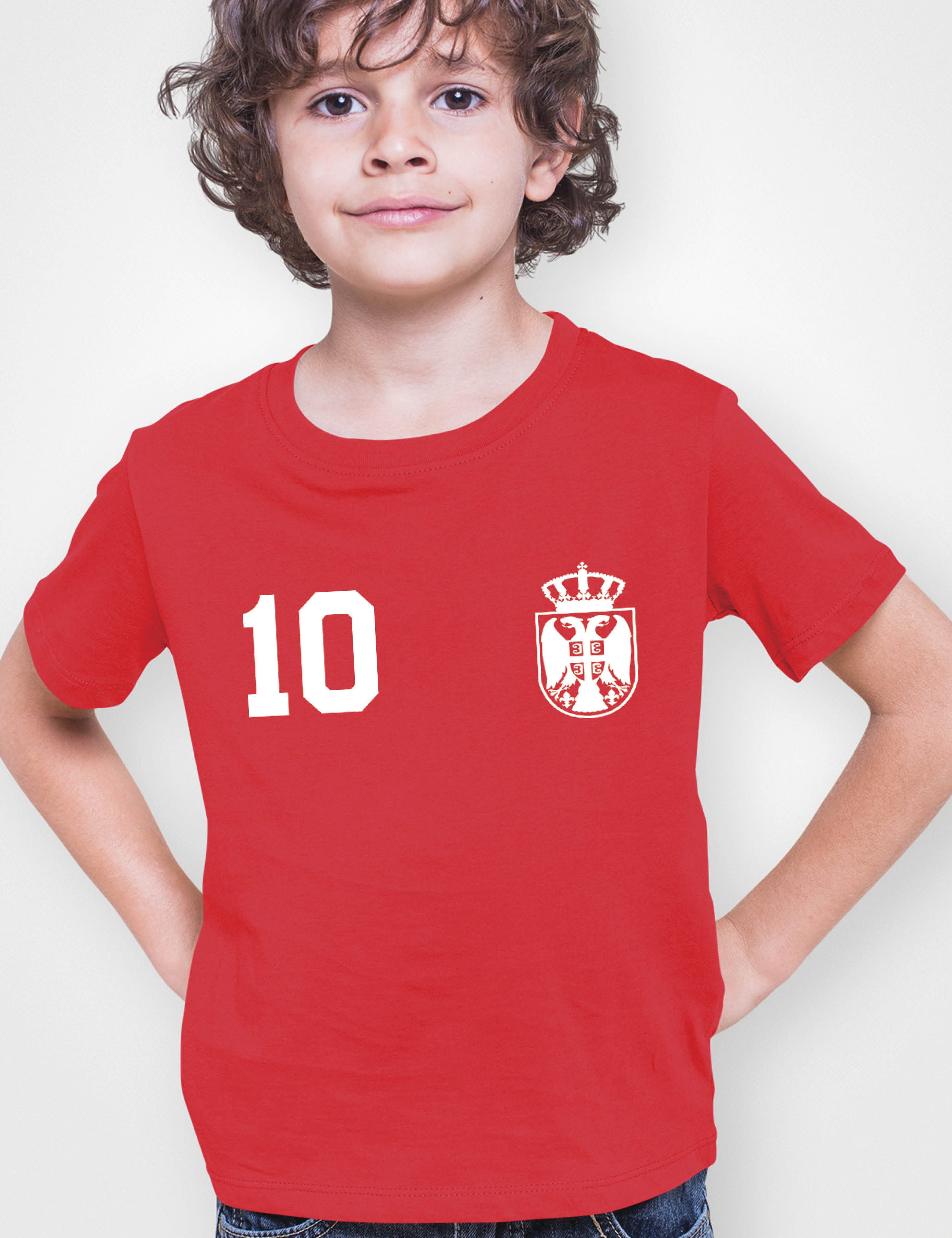 Youth Designz T-Shirt Serbien Kinder T-Shirt im Fußball Trikot Look mit trendigem Motiv