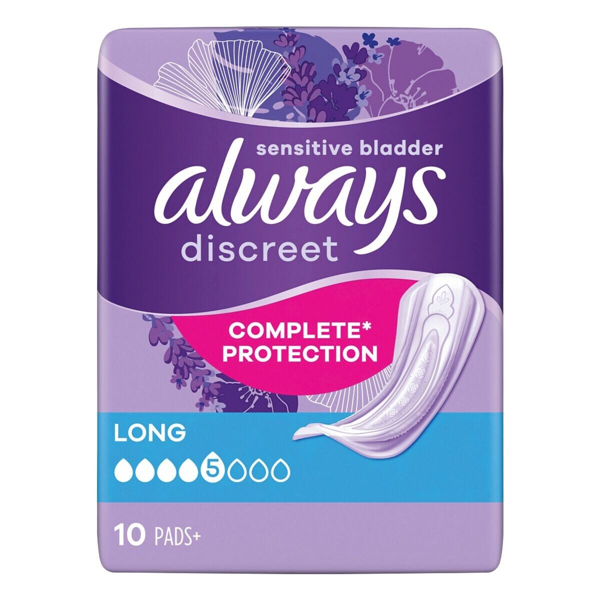 always Inkontinenz-Einlage Discreet + Long, 5, 10-St., Saugstärke 5 - stärkere Blasenschwäche