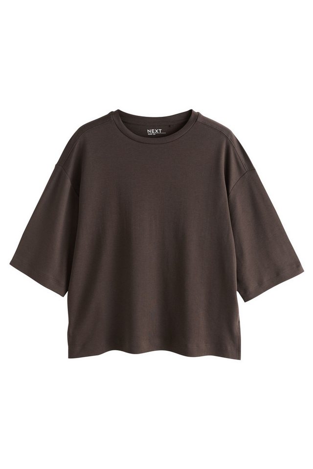Next T-Shirt Kastiges Kurzarm-T-Shirt mit Rundhalsausschnitt (1-tlg)