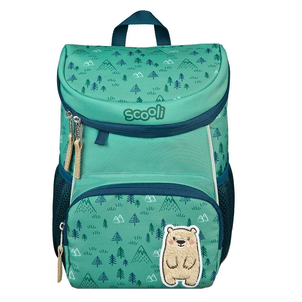 Scooli Kinderrucksack Mini-Me BOBBY BÄR (Set, inkl. Turnbeutel, Brotdose und Trinkflasche), Rucksack Set in Türkis Blau mit süßem Teddy für Jungen und Mädchen