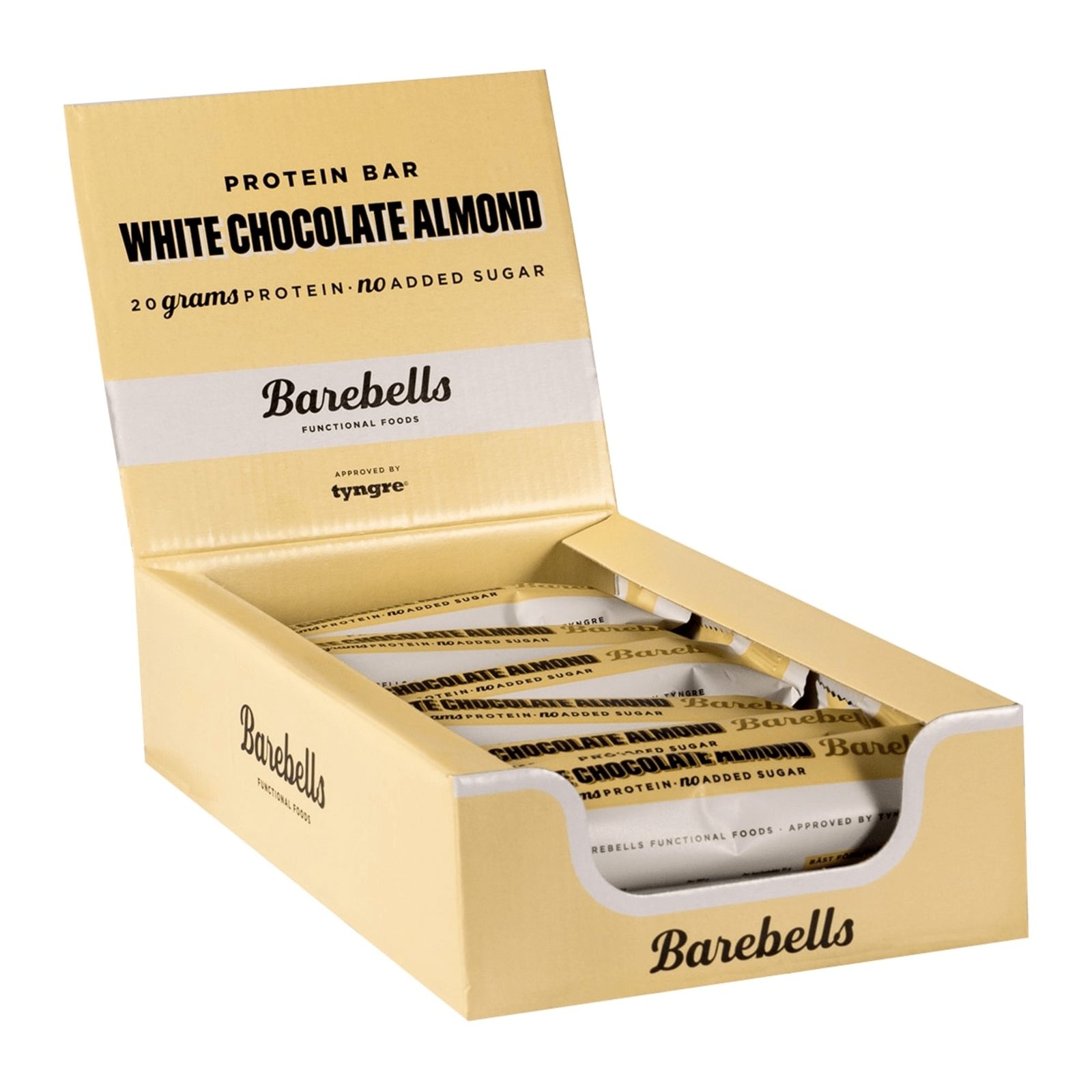 Barebells Barebells Eiweiß Protein Riegel-Box (12x55g), White Chocolate Almond Riegel, 12 er Packung à 12,00 St., 660 g, Hoher Proteingehalt, Wenig Zucker