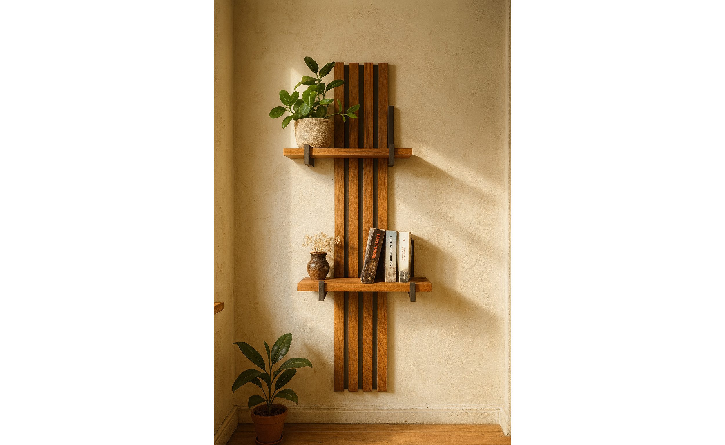 Living Oak Wandregal Eiche No.04 - Leistenregal aus Massivholz