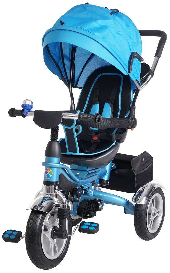 4 in 1 Kinderdreirad Dreirad Kinder Fahrrad Blau Kinderwagen Schubstange 
