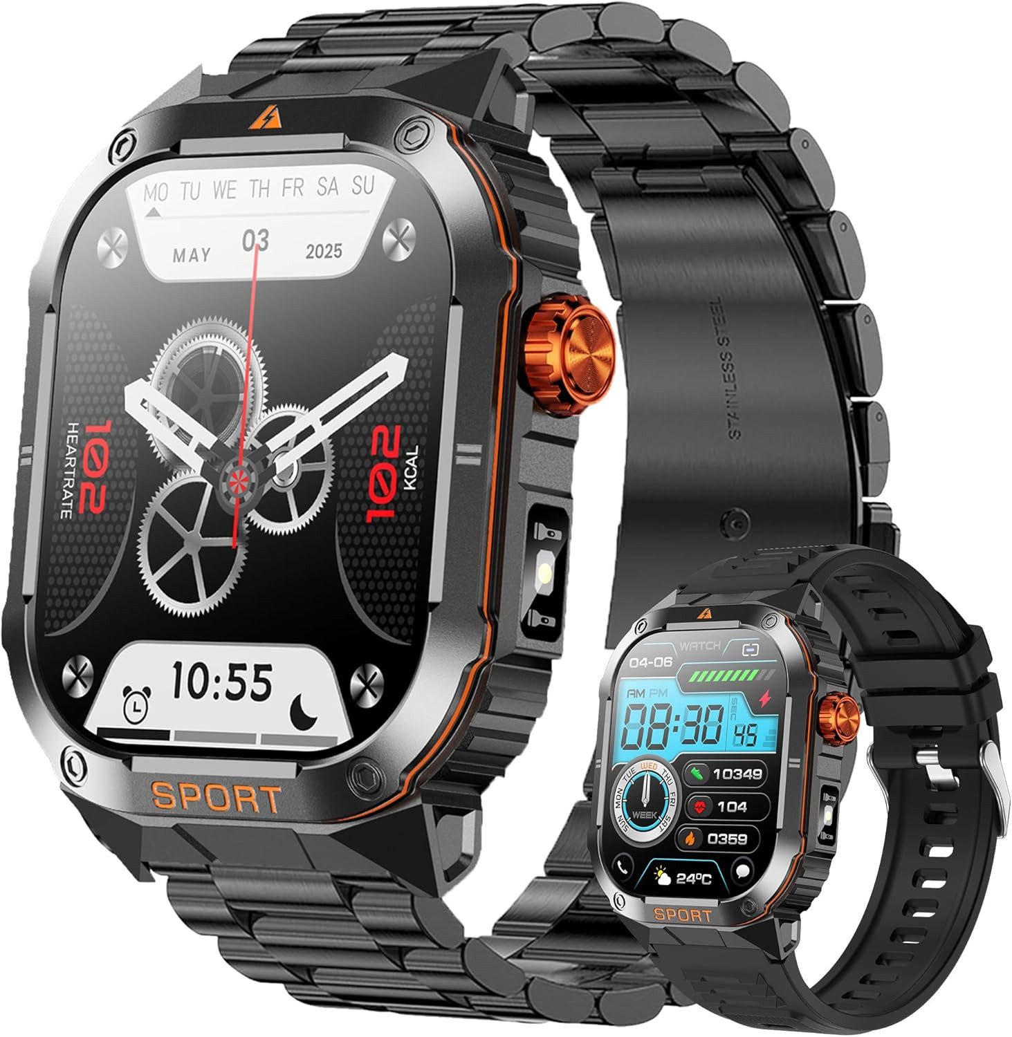 SGDDFIT 2025 Nuovo Smartwatch (5,1 cm, android ios), Herren Smartwatch mit 2.01" AMOLED Display, Bluetooth Calls