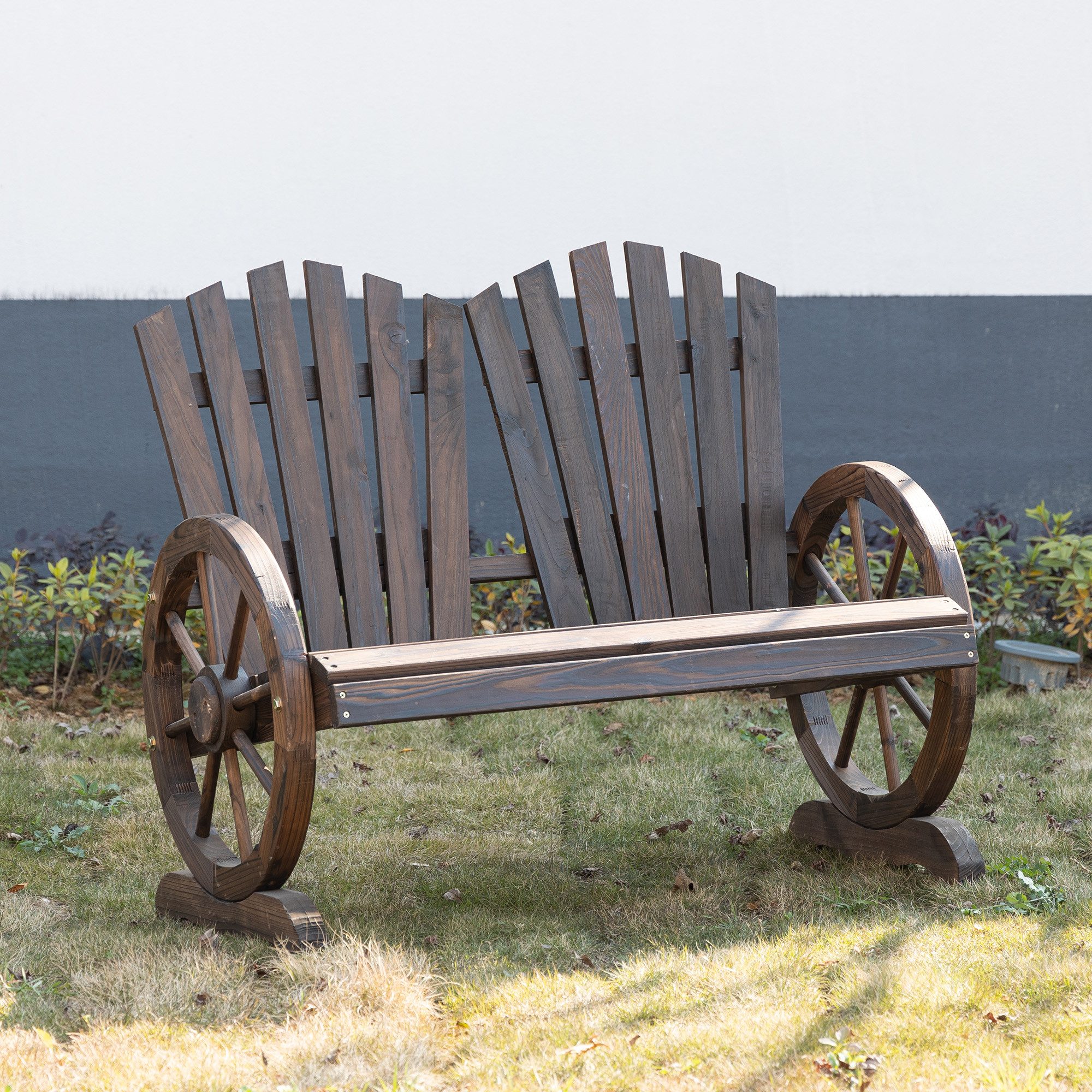 Outsunny Bank Gartenbank mit Armlehne, Tannenholz, günstig online kaufen