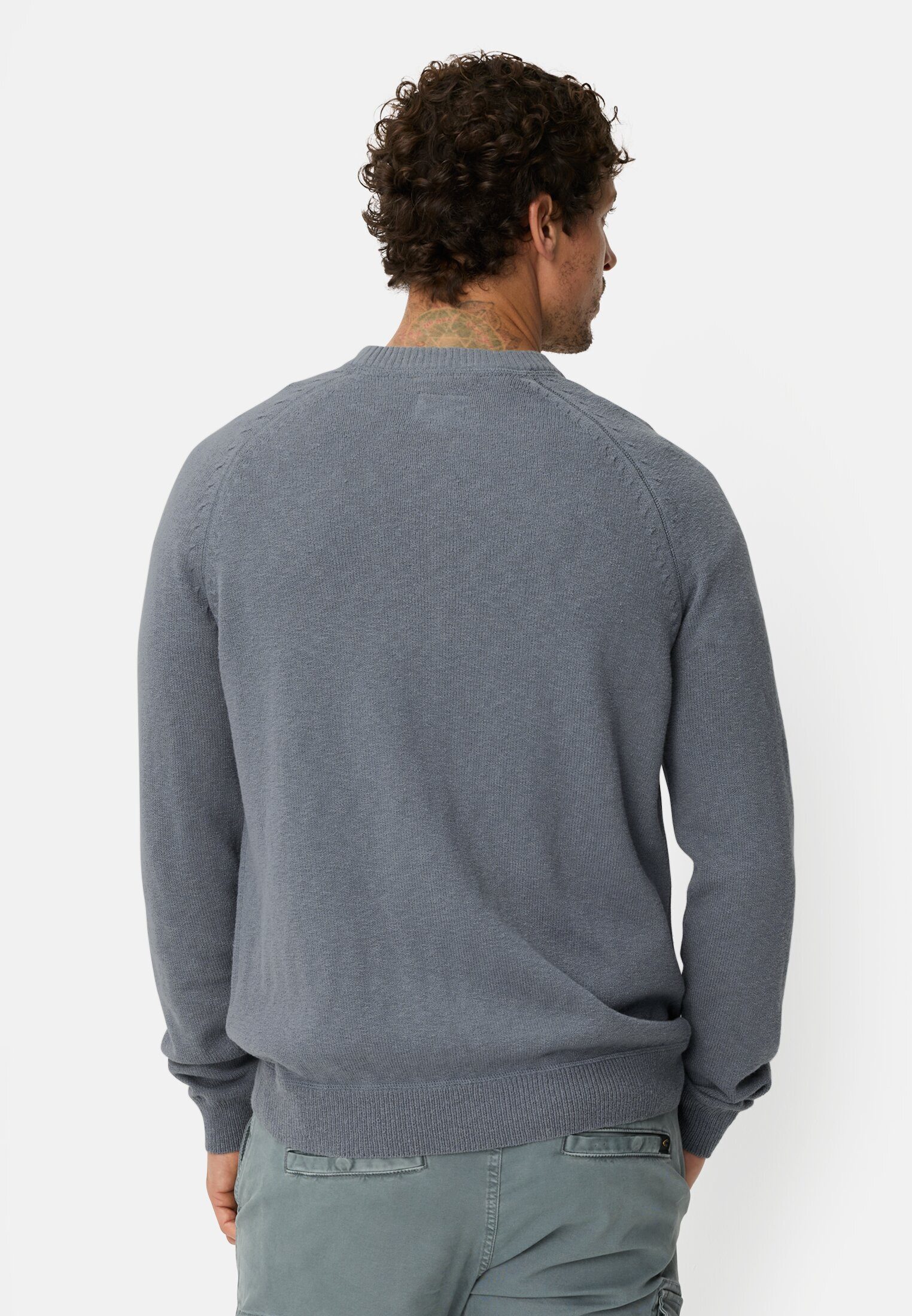 camel active Strickpullover mit Rundhalsausschnitt Langarm Markenlogo
